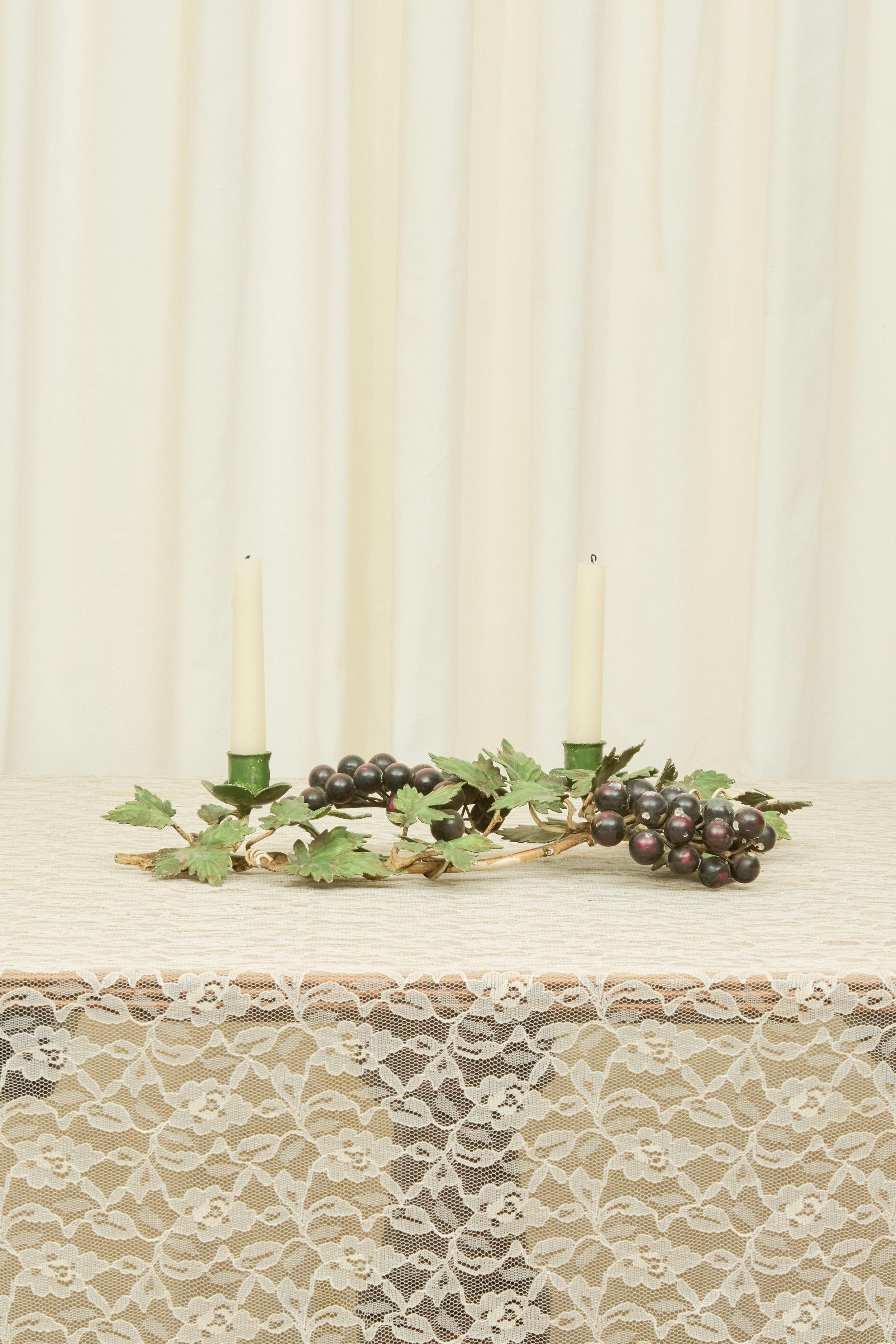 Vintage Metal Grape Vine Candle Holder
