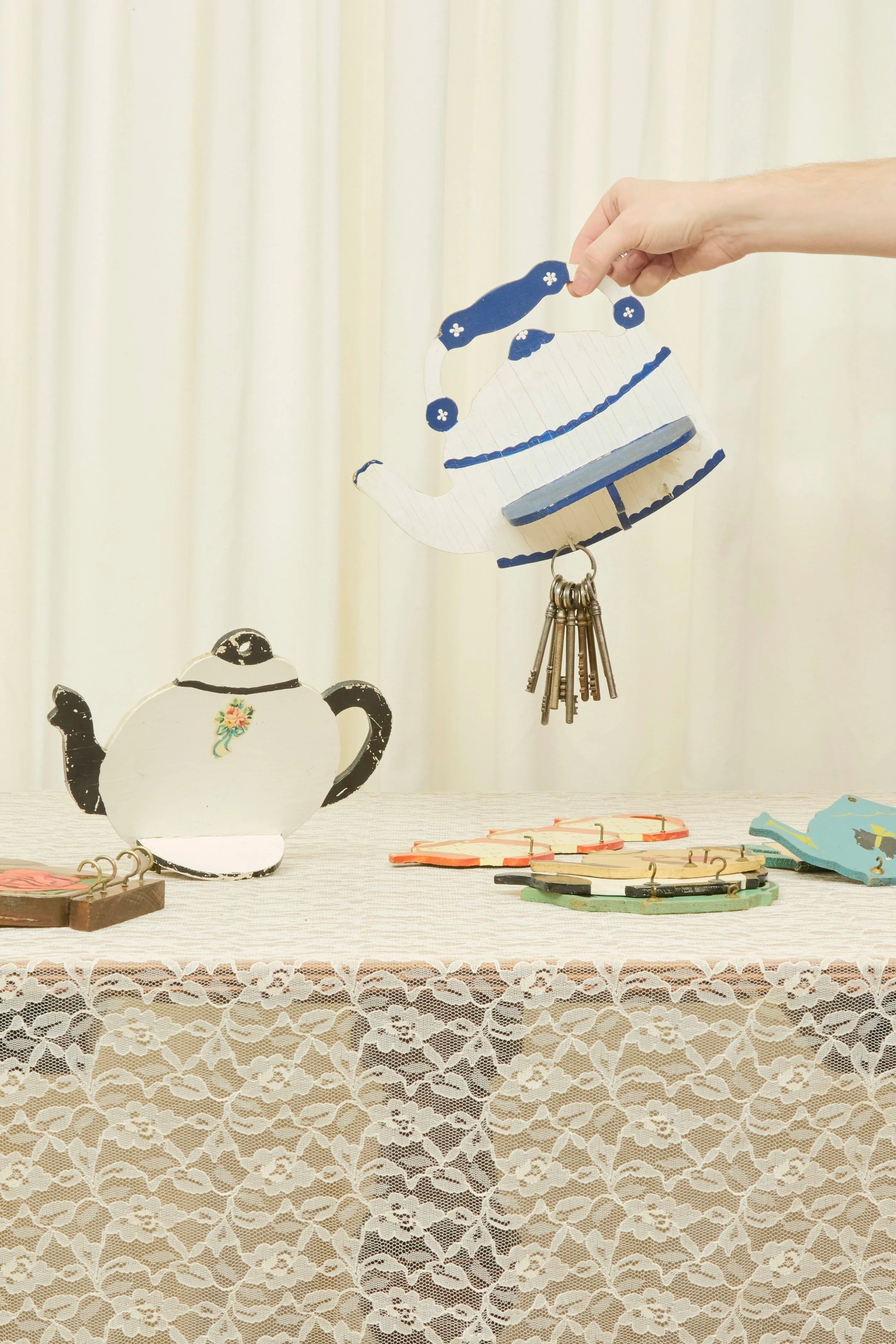 Vintage Teapot Wall Shelf/Hook