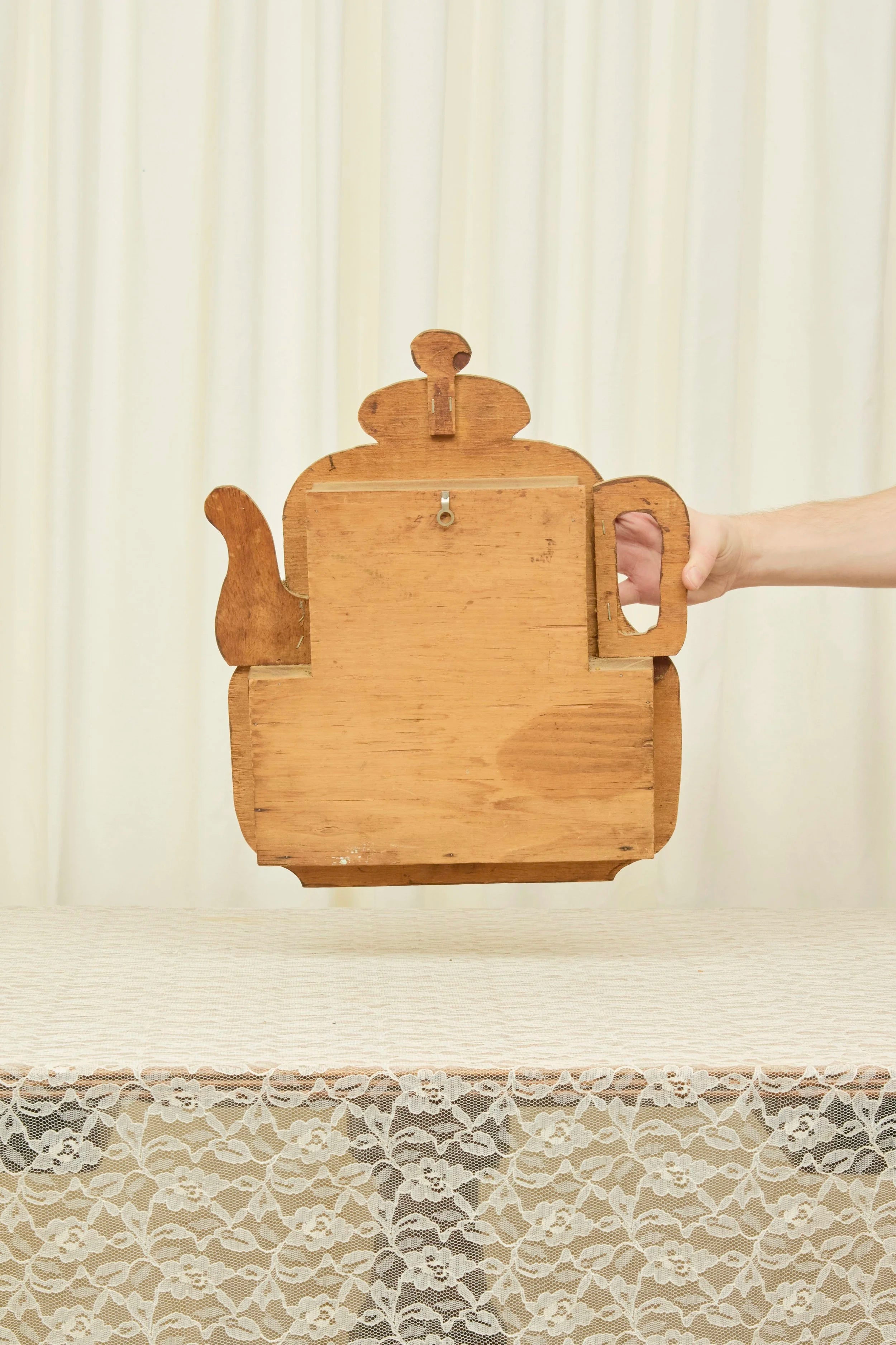 Vintage Wooden Teapot Wall Shelf