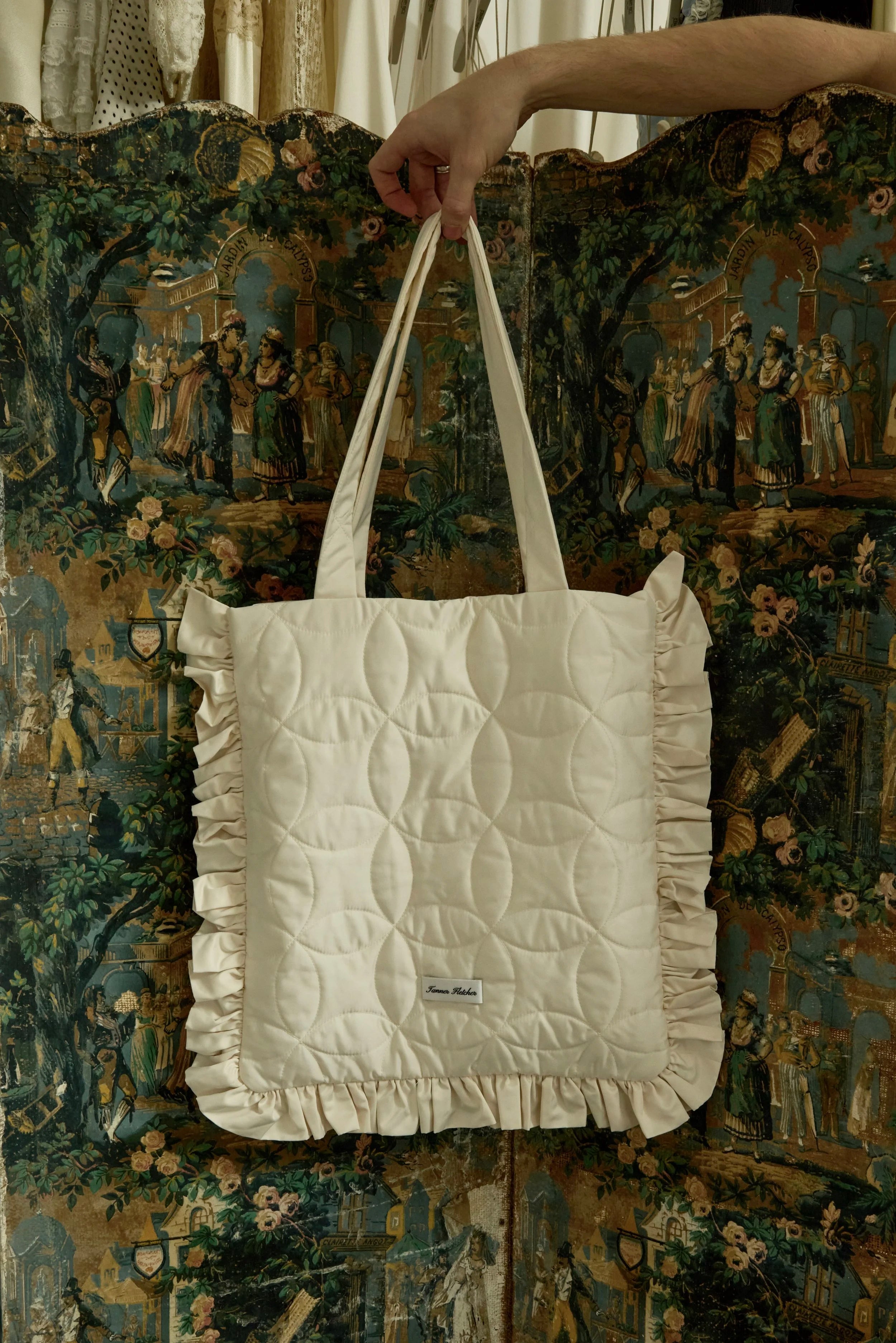 Lindy Quilted Ruffle Tote