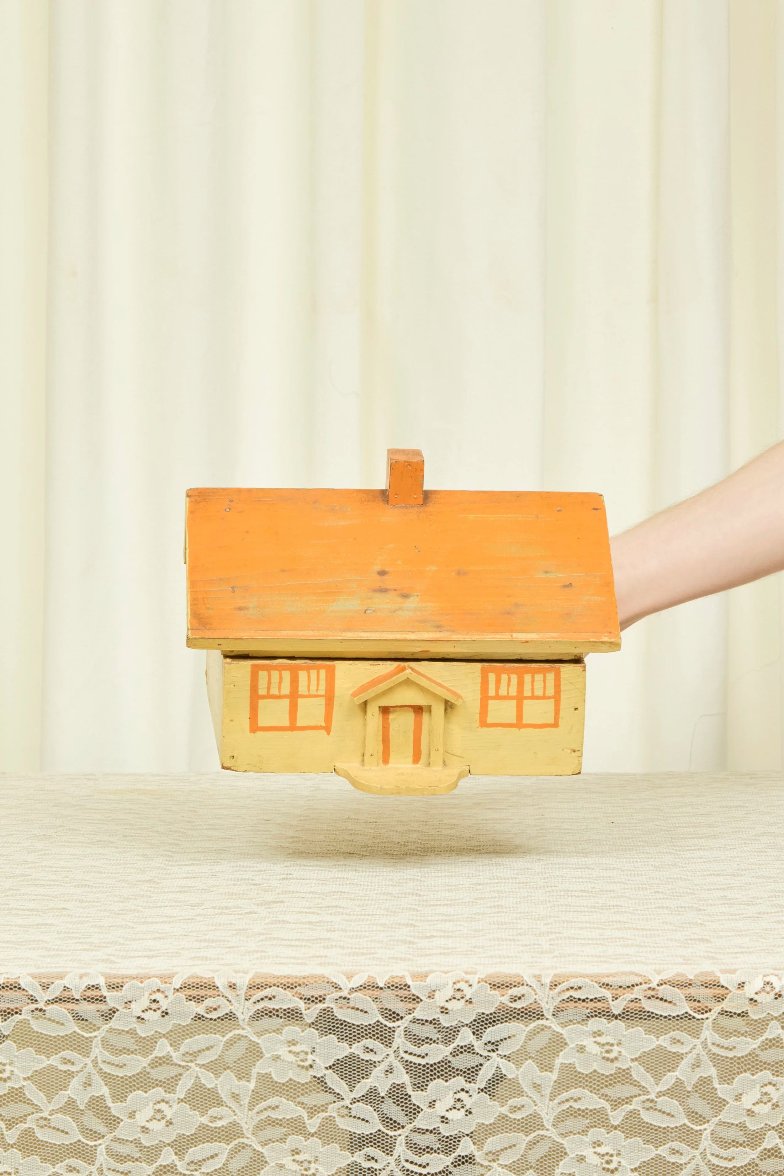 Vintage Folk Art House Box