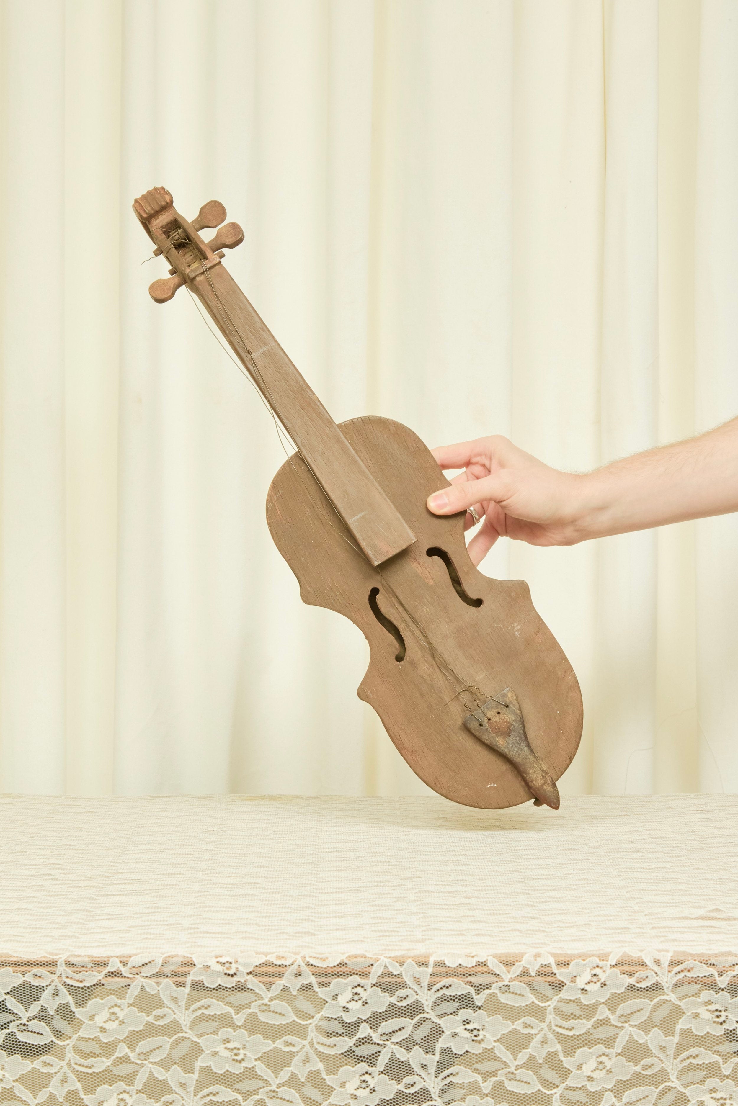 Vintage Folk Art Violin Wall Hanging
