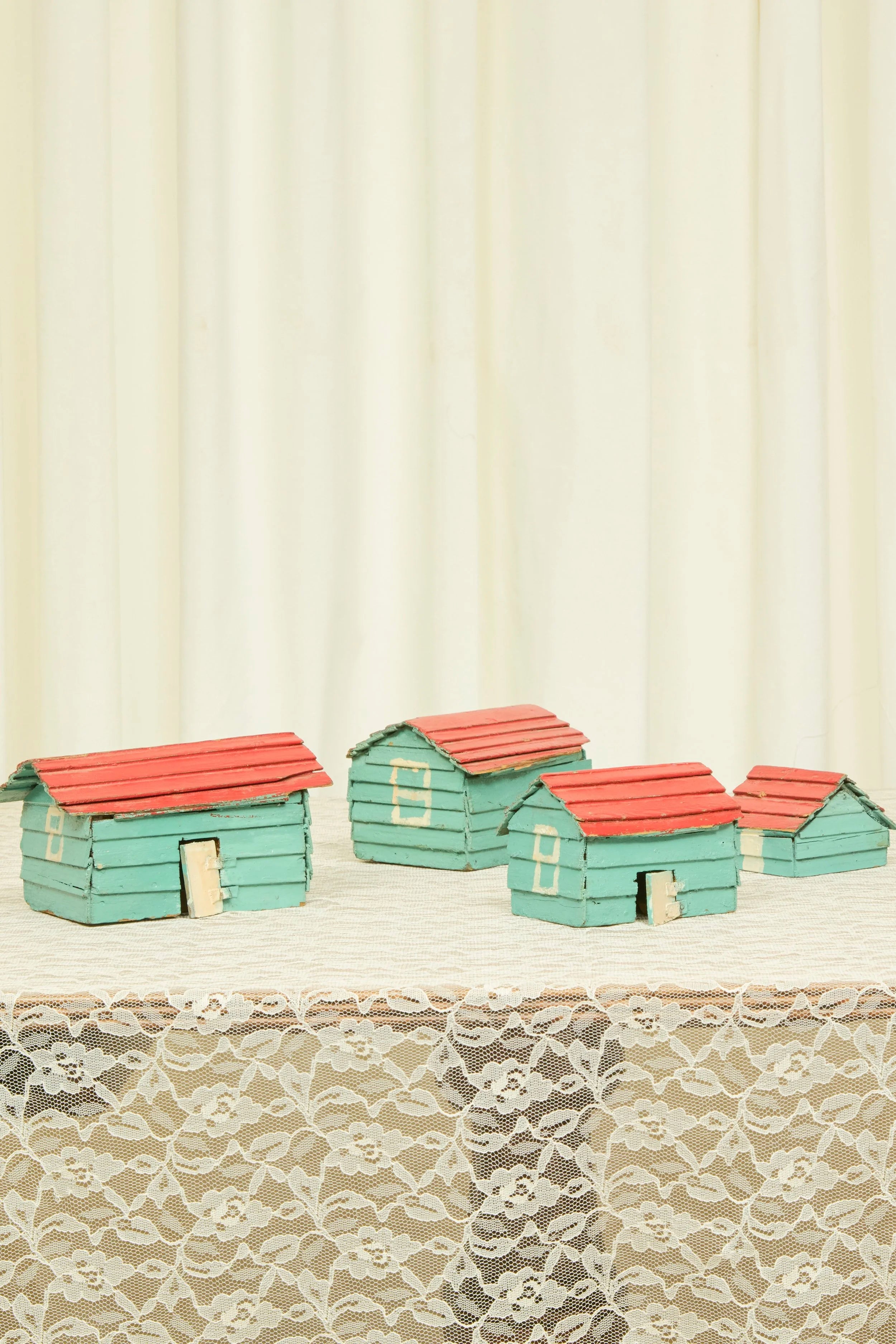 Antique Folk Art Village Set/4