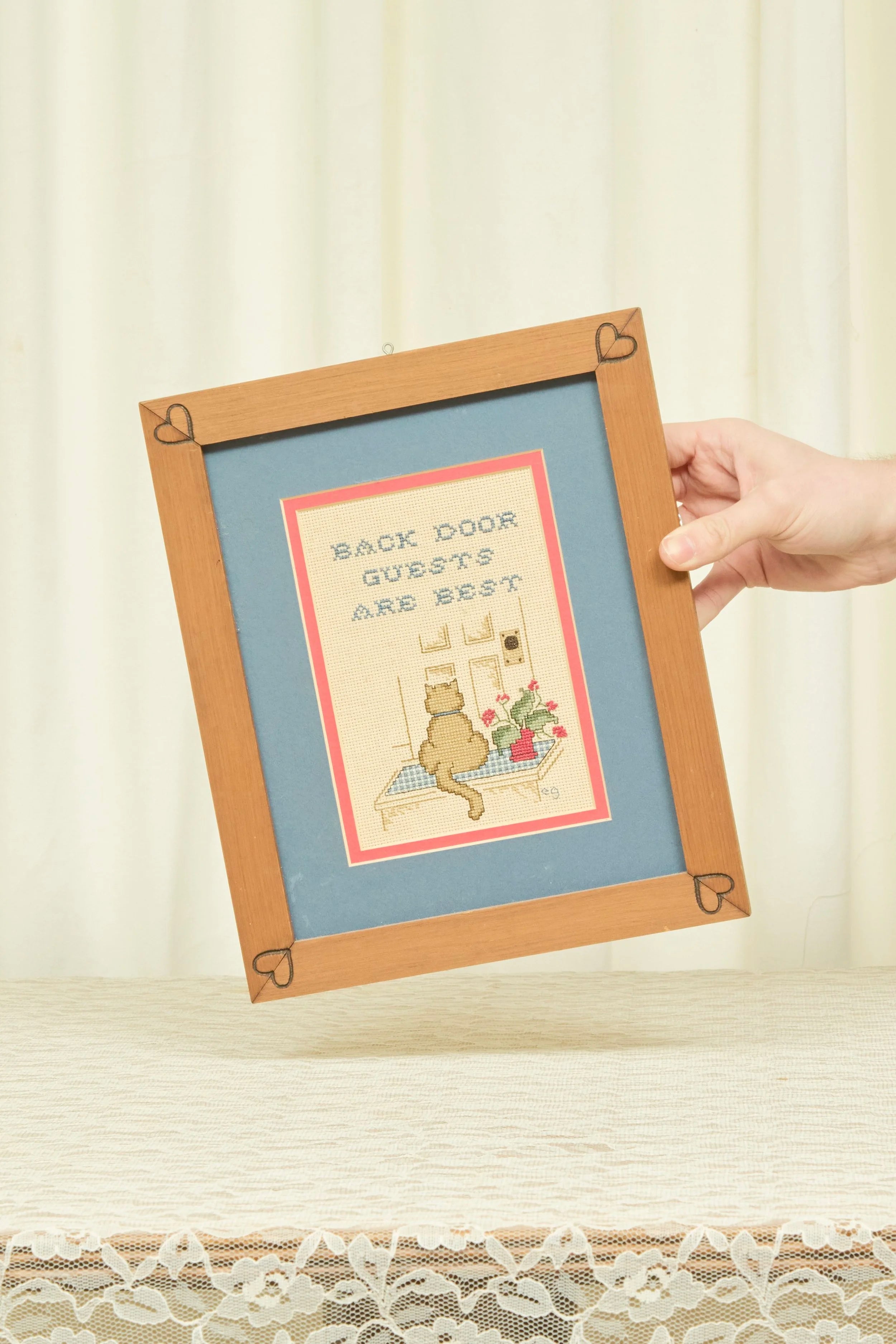 Vintage "Back Door Guests are Best" Cross Stitch