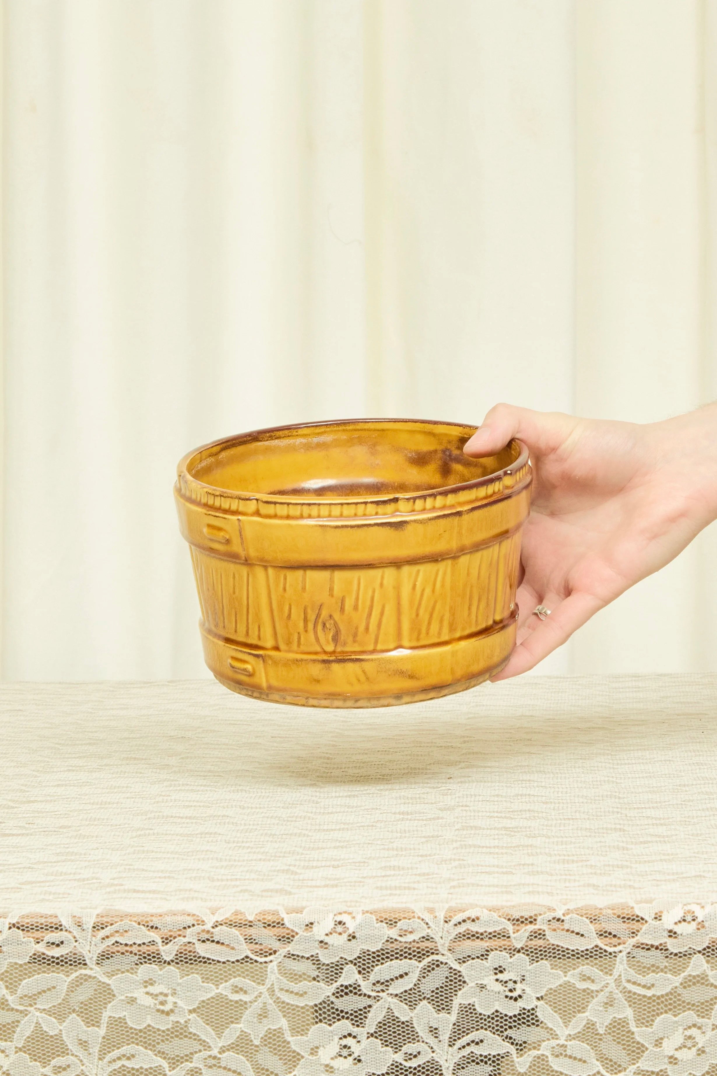 Vintage Ceramic Barrel Bowl