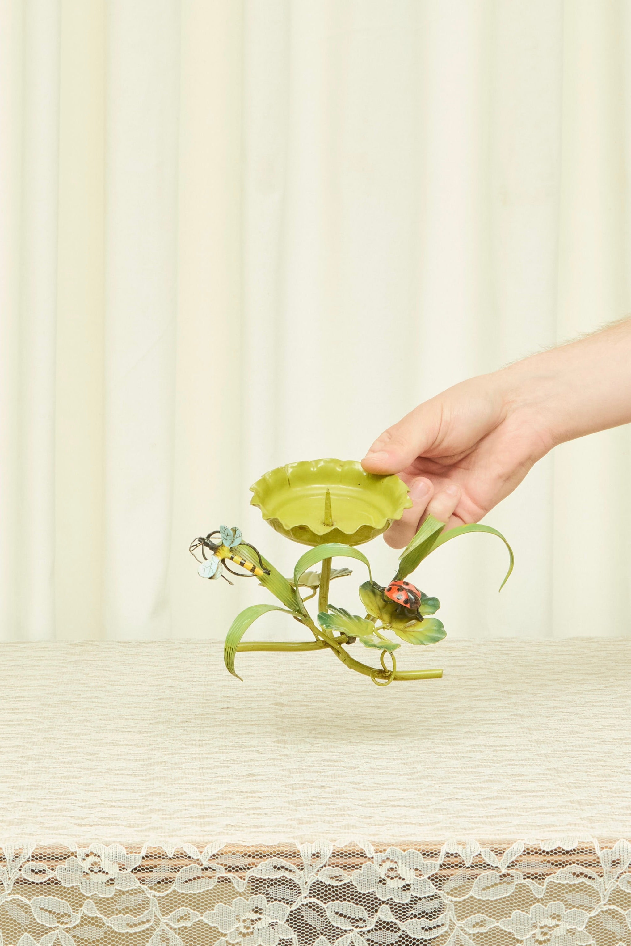 Vintage Metal Dragonfly/Ladybug Candle Holder