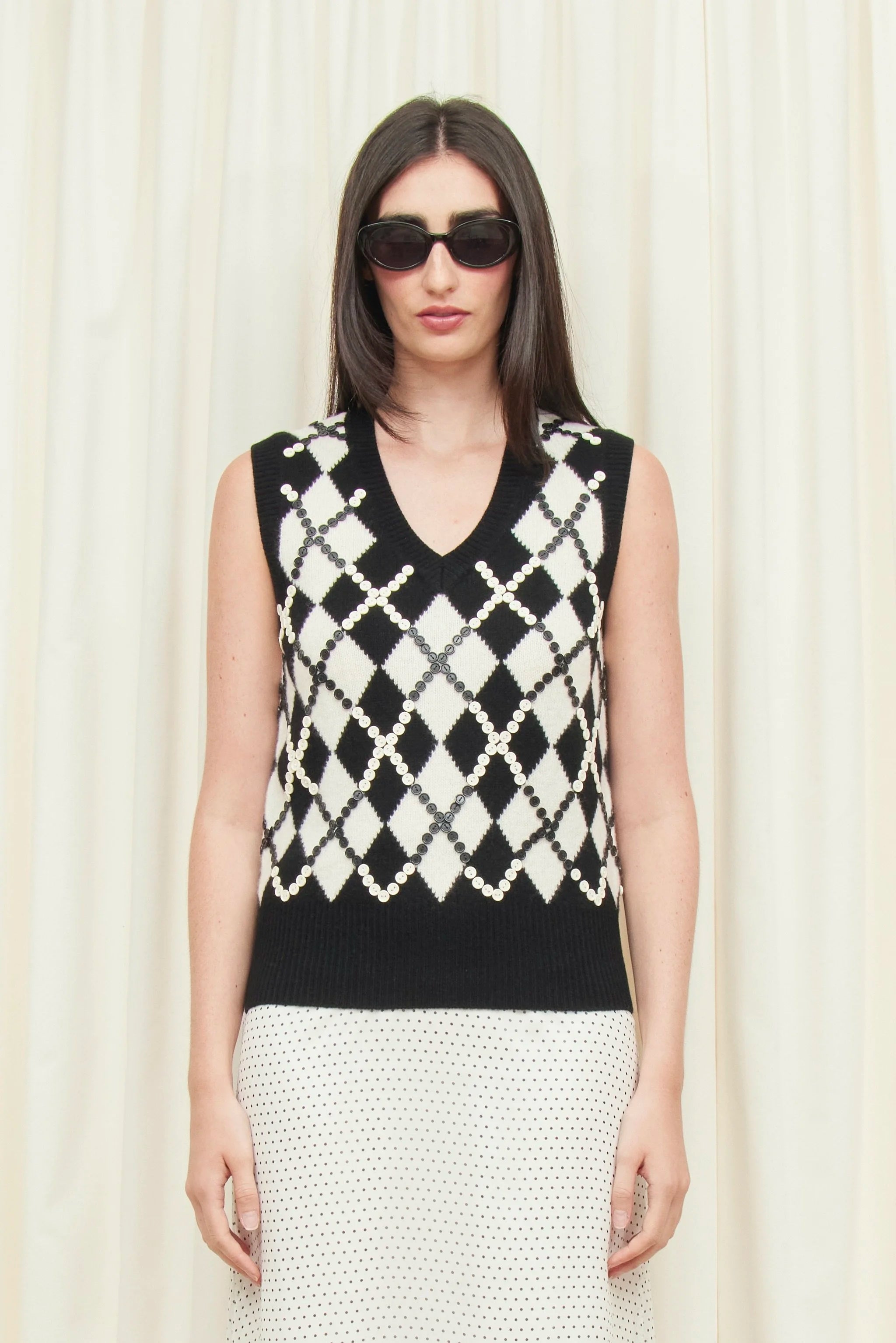 Winston Button Embellished Sweater Vest