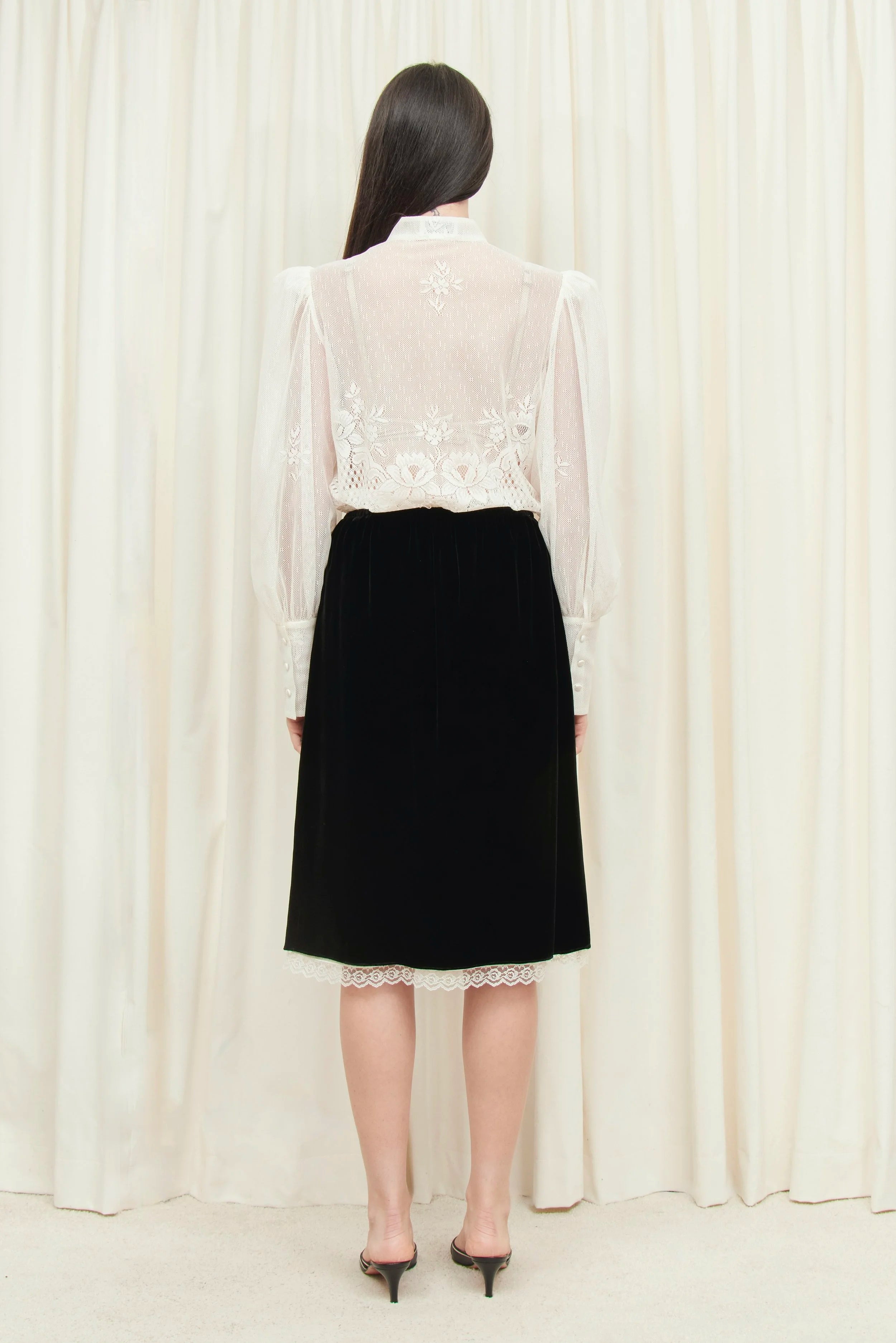 Celerie Lace Trim Velvet Slip Skirt