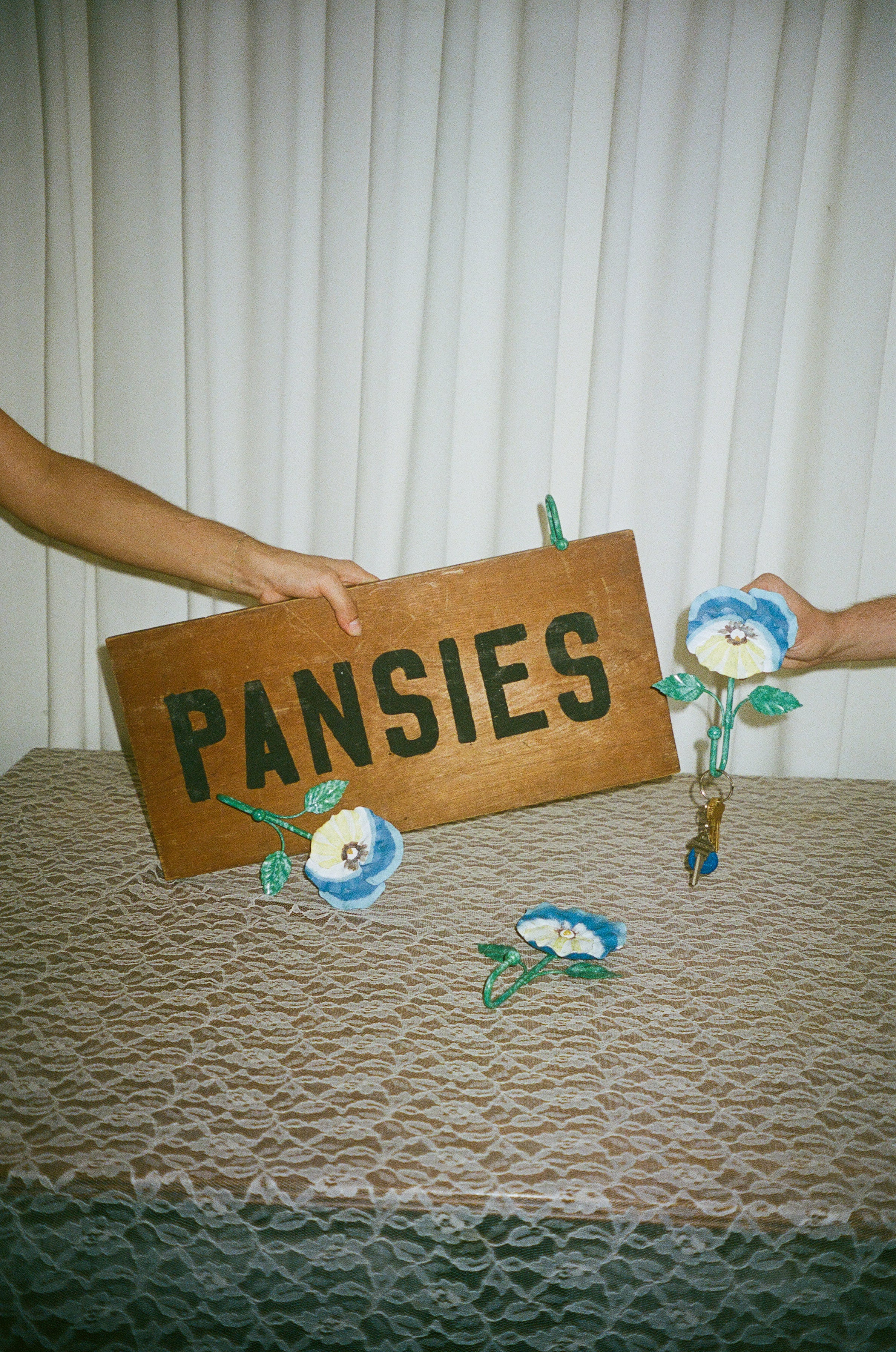 Vintage Pansies Wood Sign