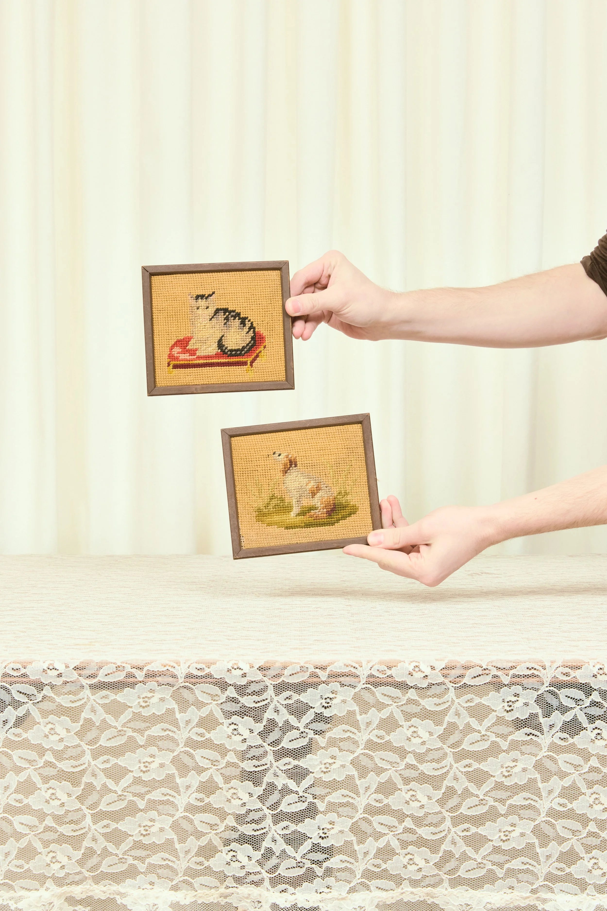 Antique Dog/Cat Needlepoints (1900)