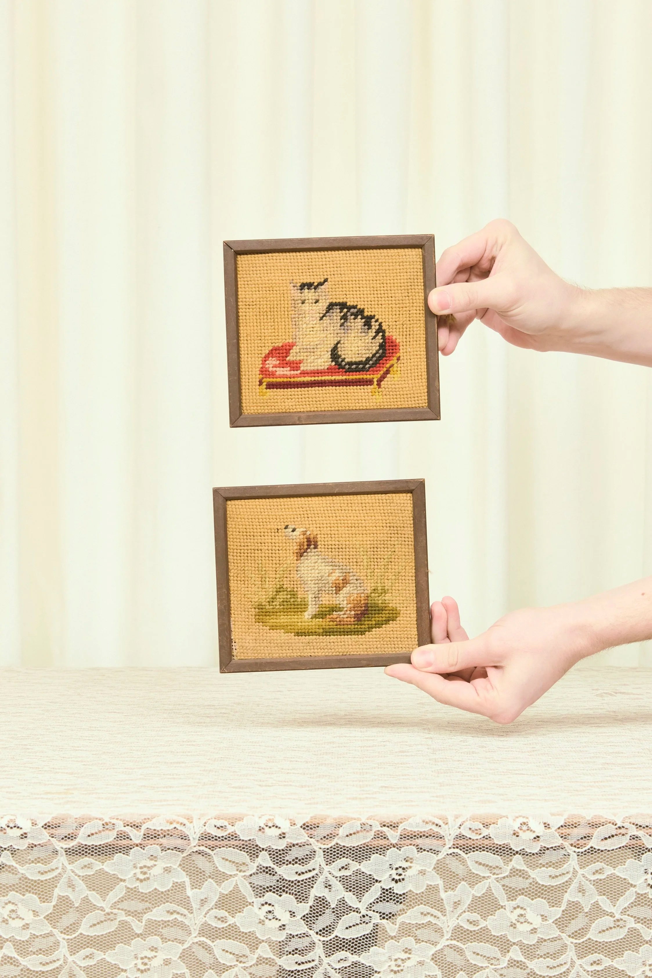 Antique Dog/Cat Needlepoints (1900)