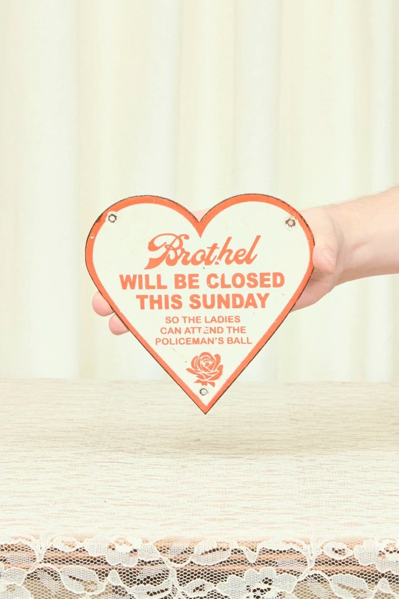 Vintage Porcelain Heart Brothel Sign (1930's)
