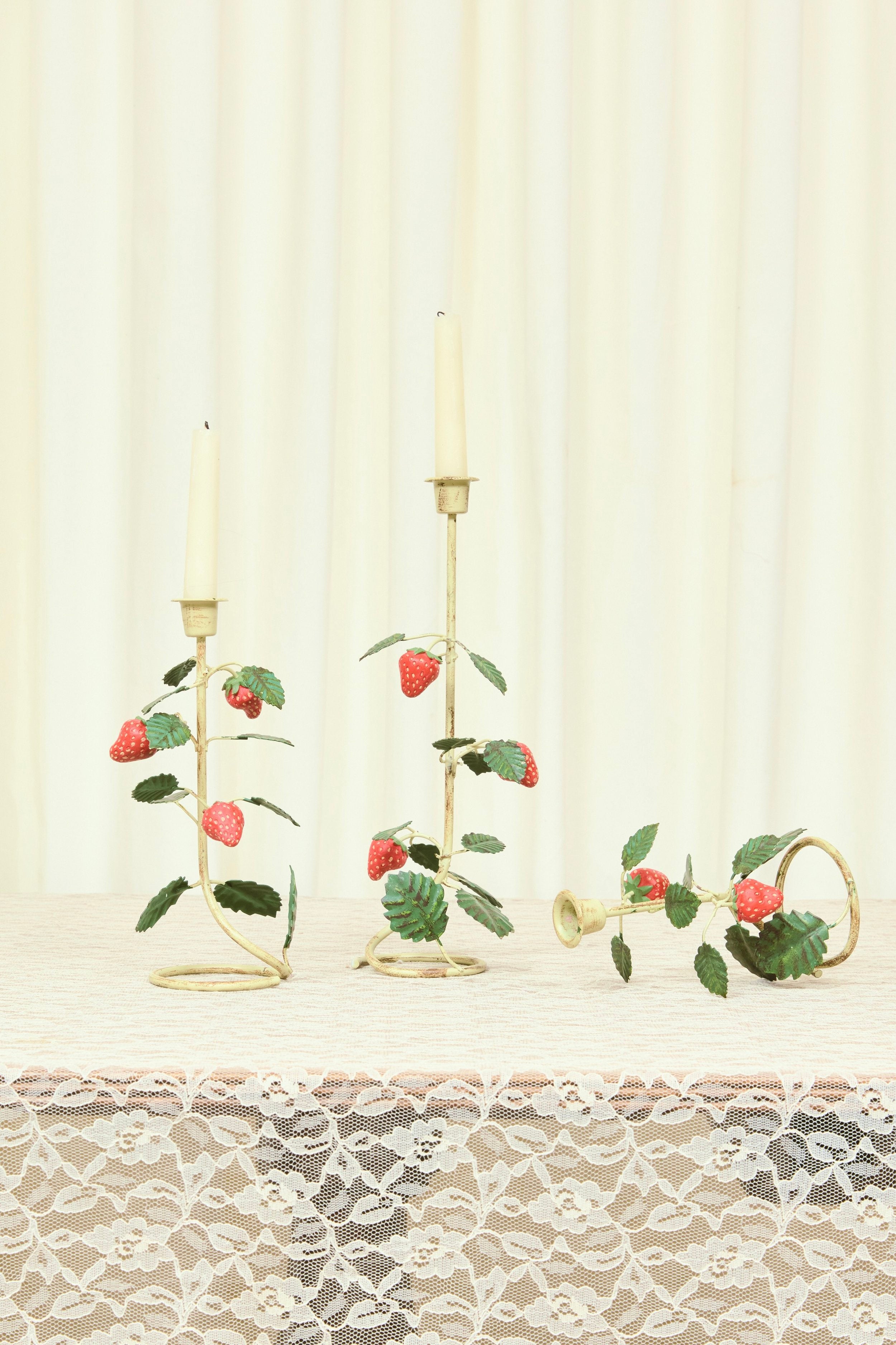 Vintage Metal Strawberry Candleholders