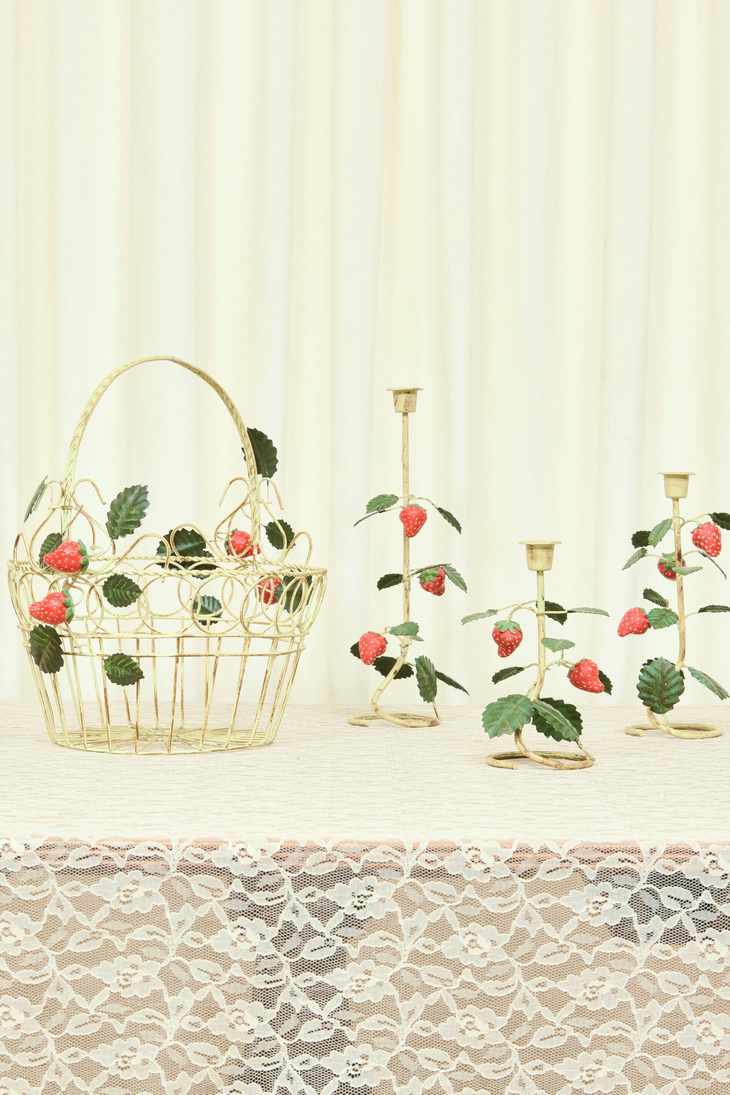 Vintage Metal Strawberry Candleholders