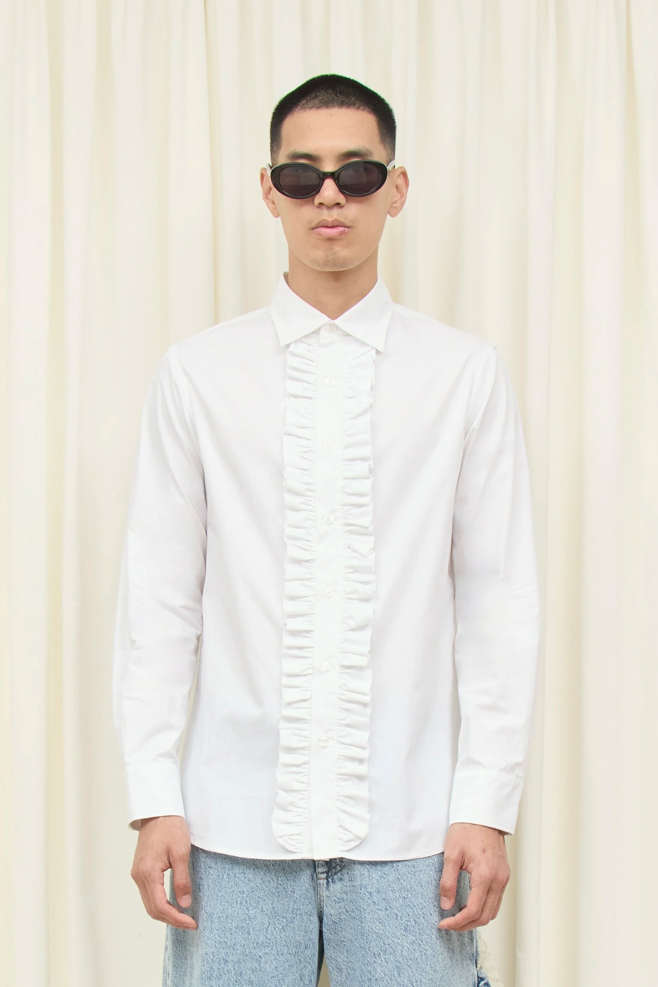 Freddie Ruffle Placket Button Down Shirt