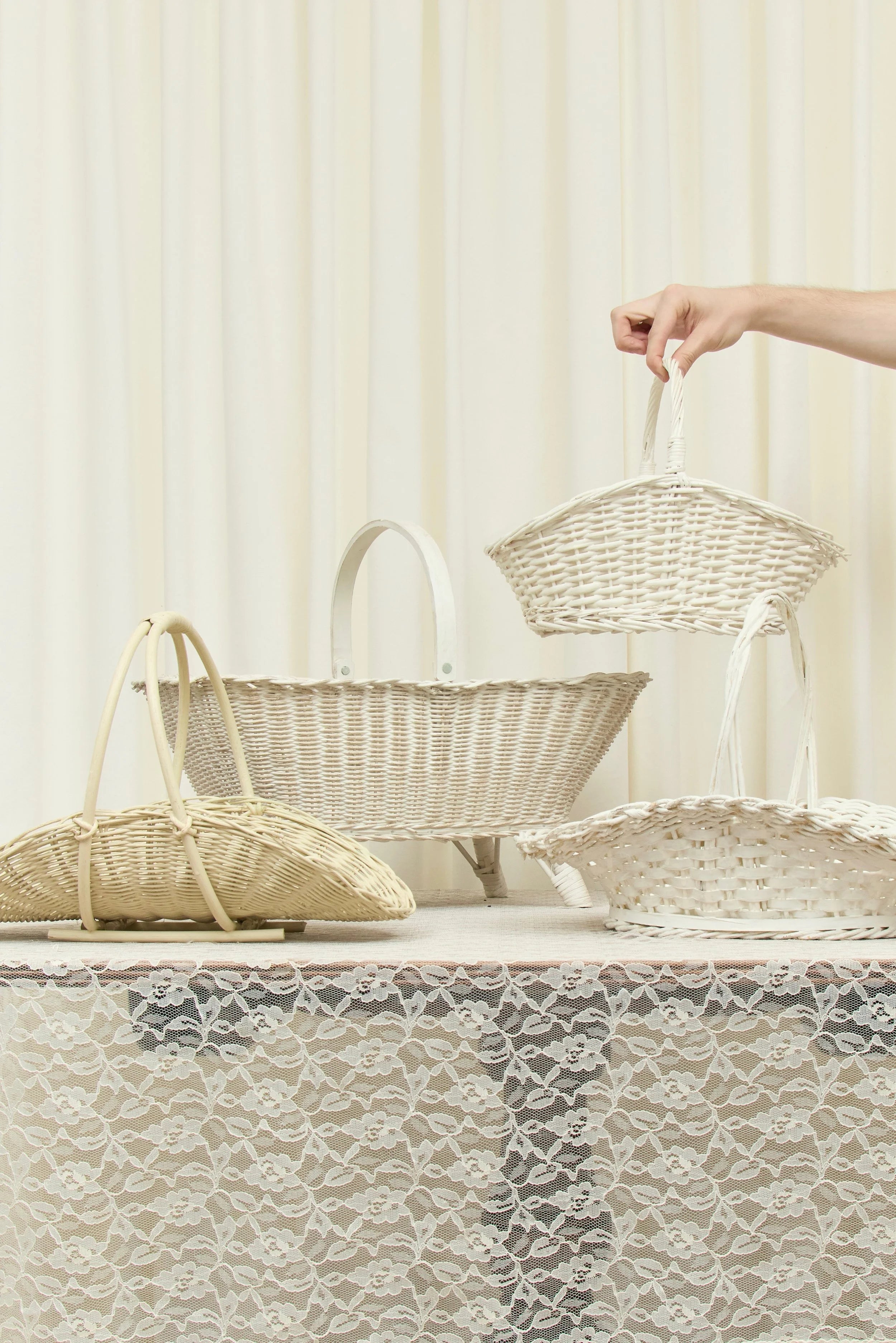 Vintage Footed Wicker Basket