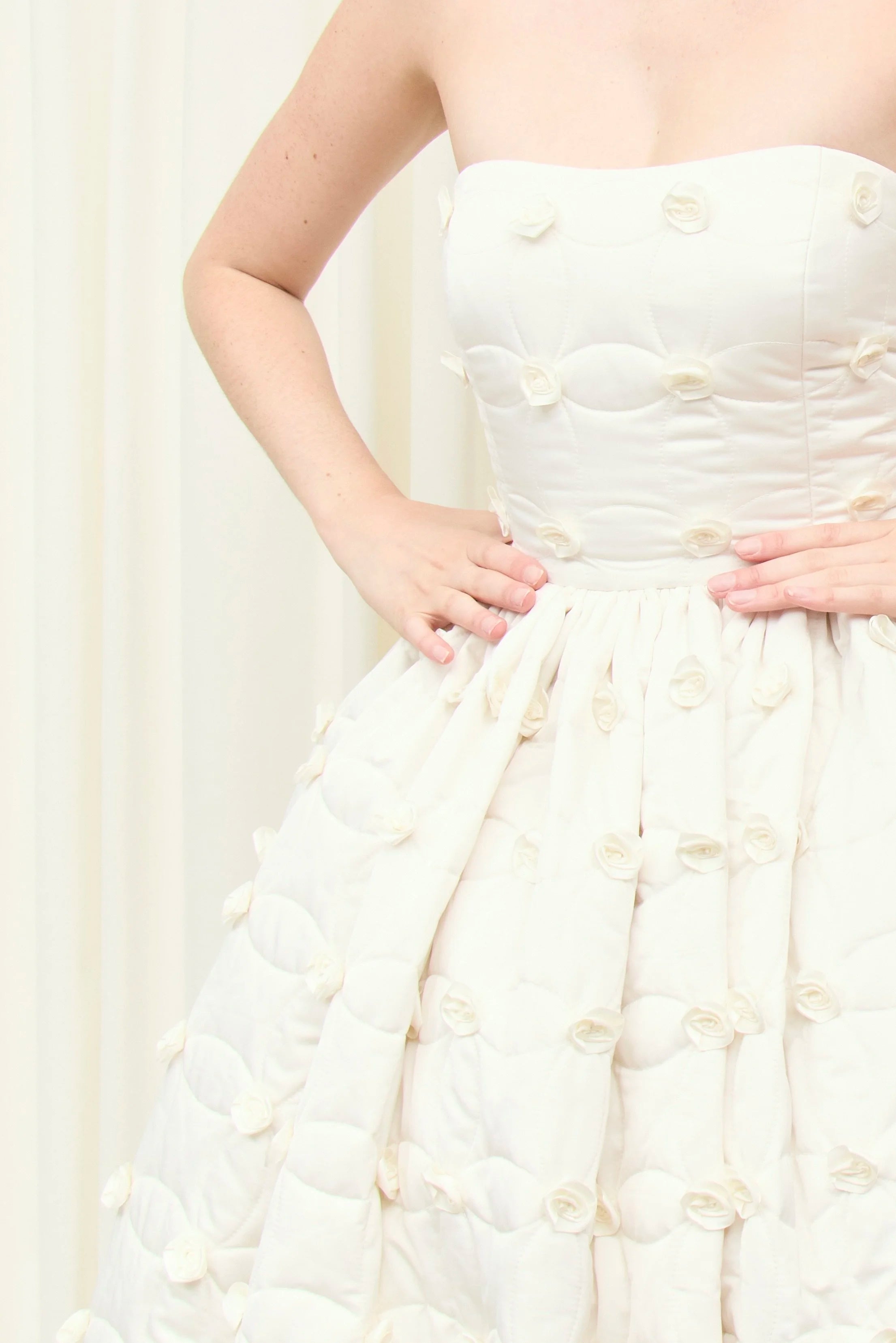 Lucille Quilted Rosette Layered Ballgown