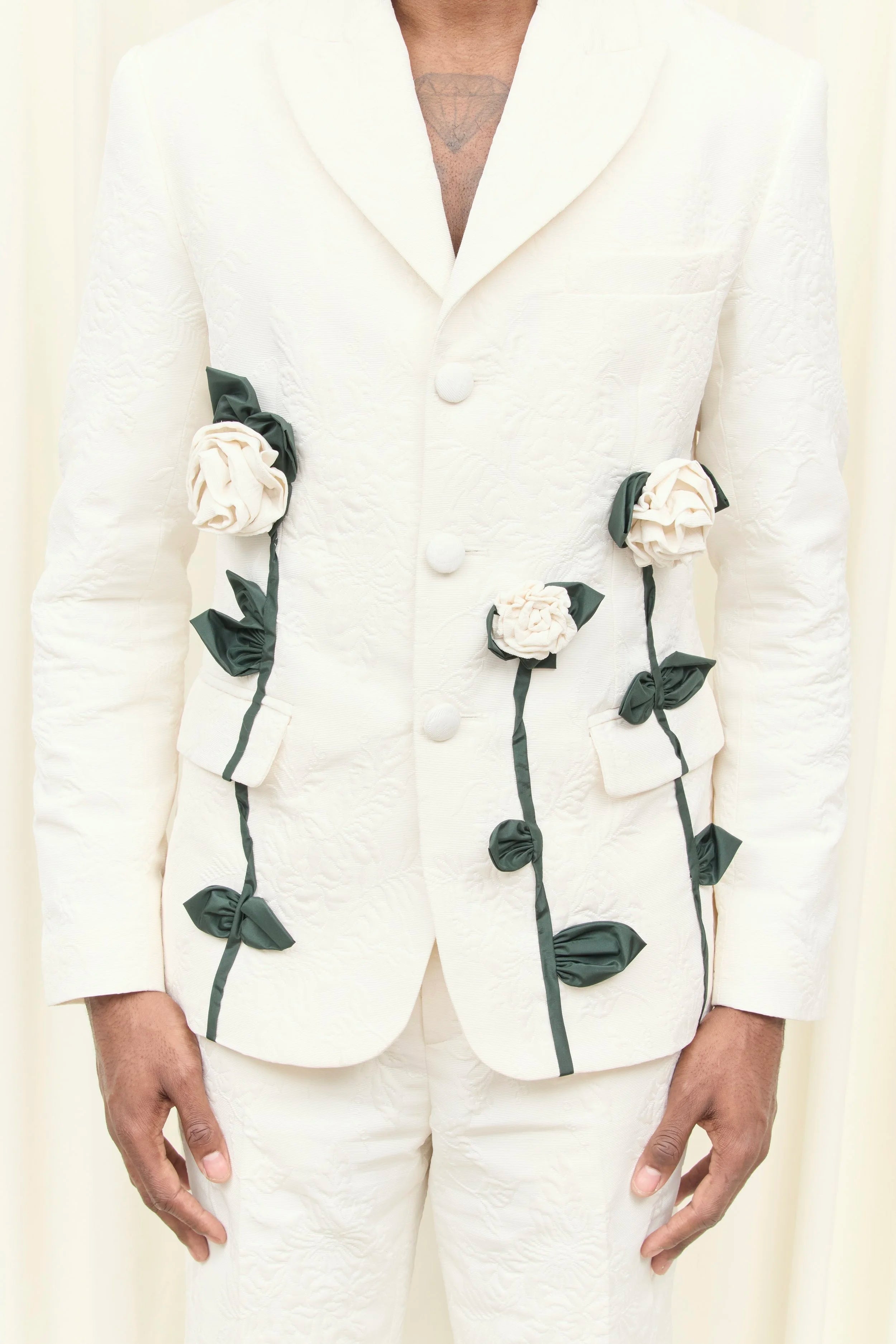 Walt Brocade Blazer with Rosettes