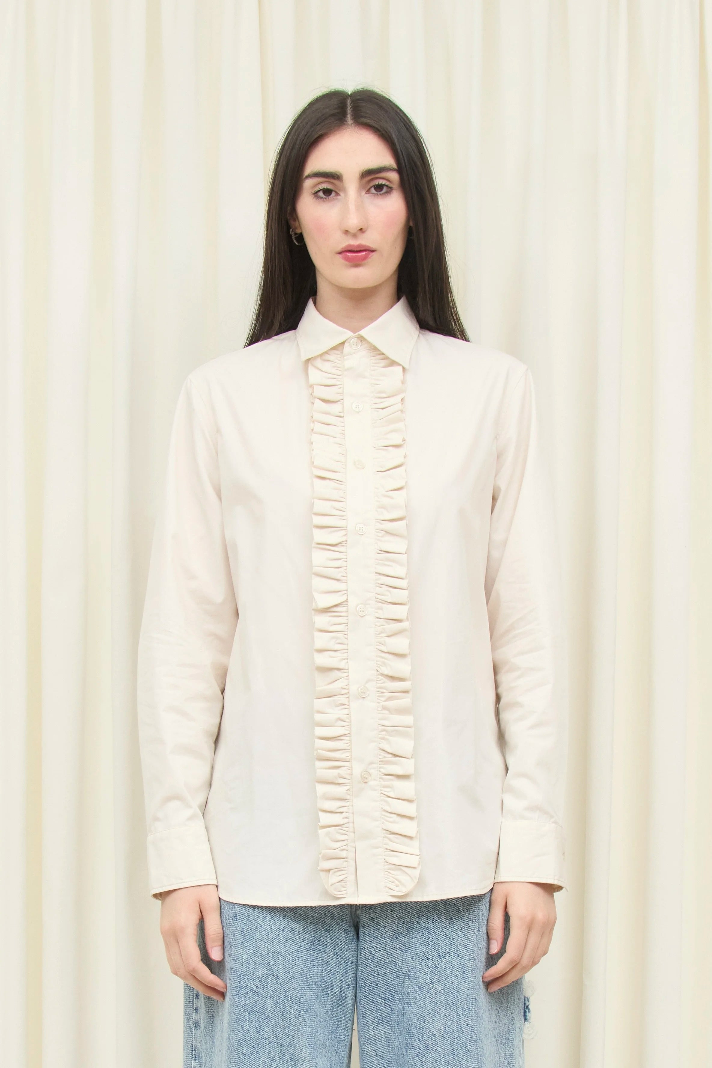 Freddie Ruffle Placket Button Down Shirt