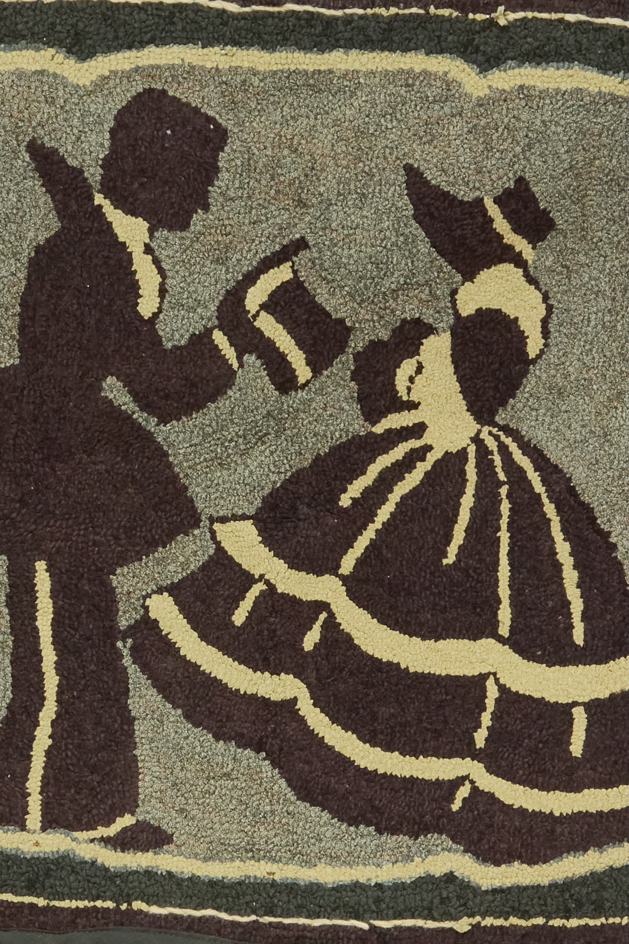 Antique Colonial Couple Handmade Rug