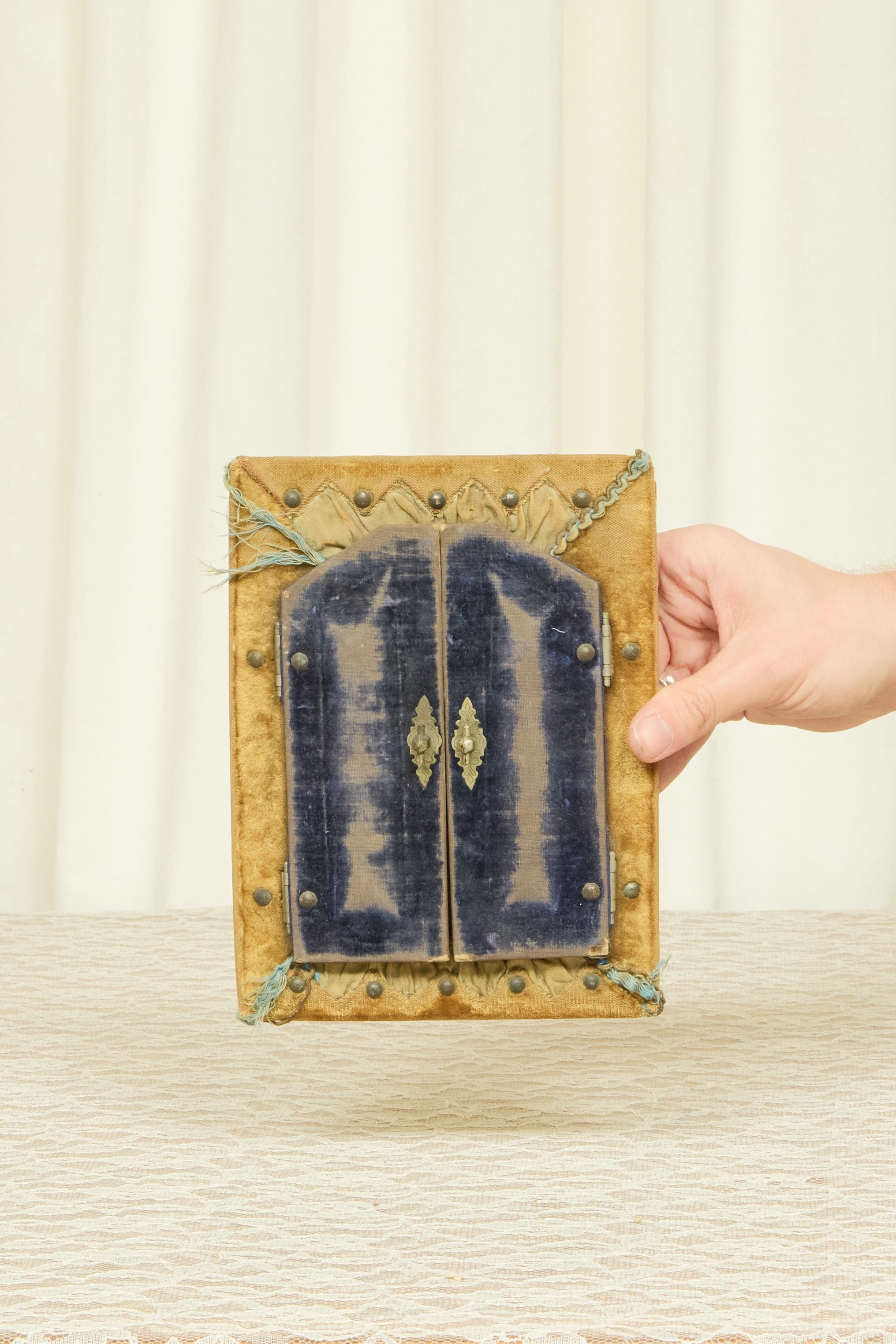 Antique Folk Art Velvet Picture Frame