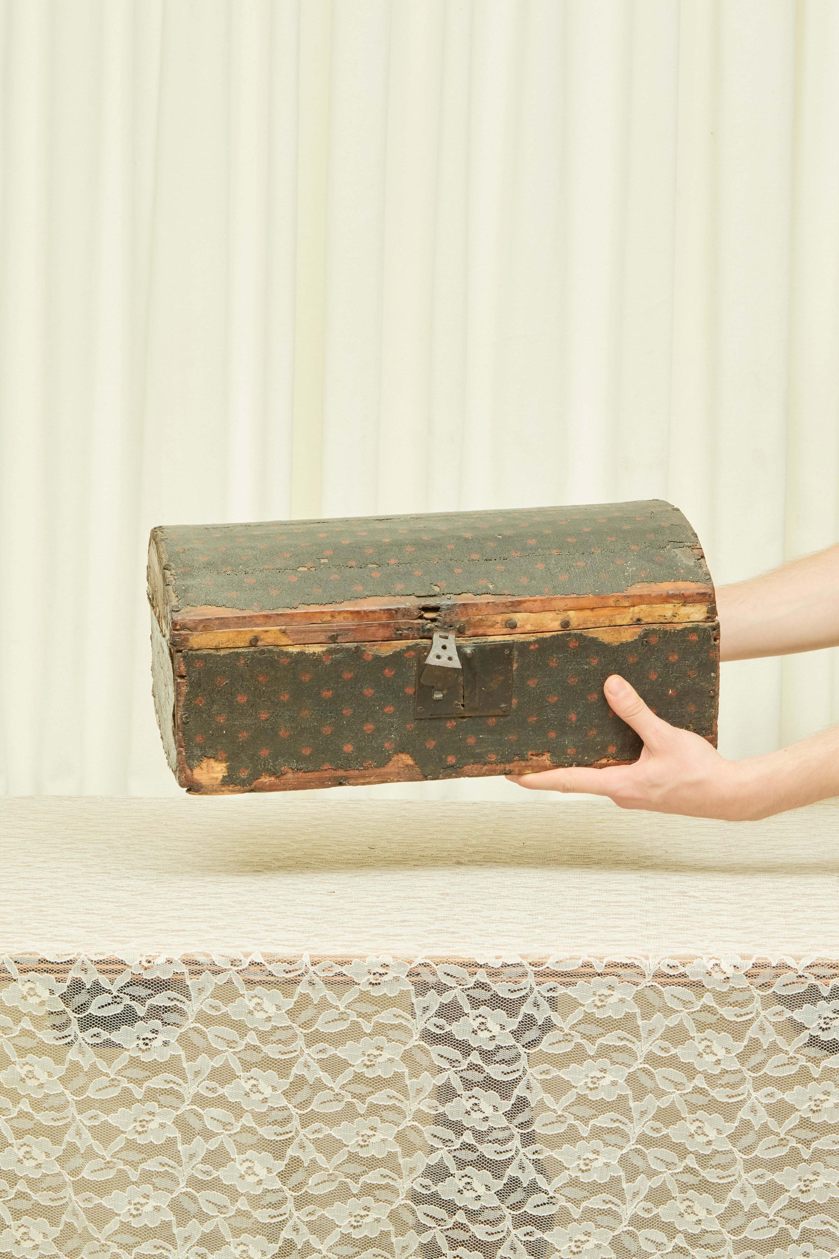 Antique Polkadot Wooden Box