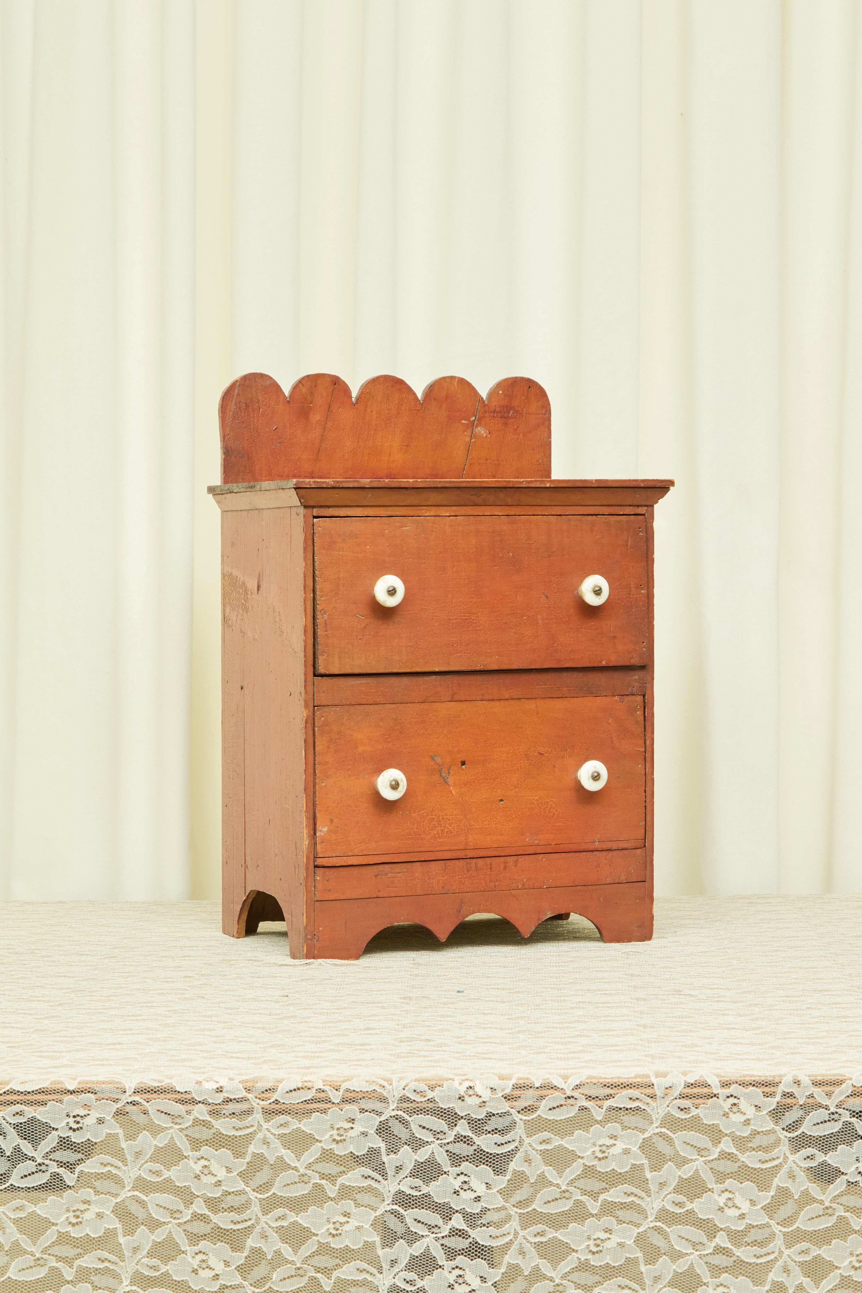 Antique Scalloped Mini Dresser/Jewelry Box