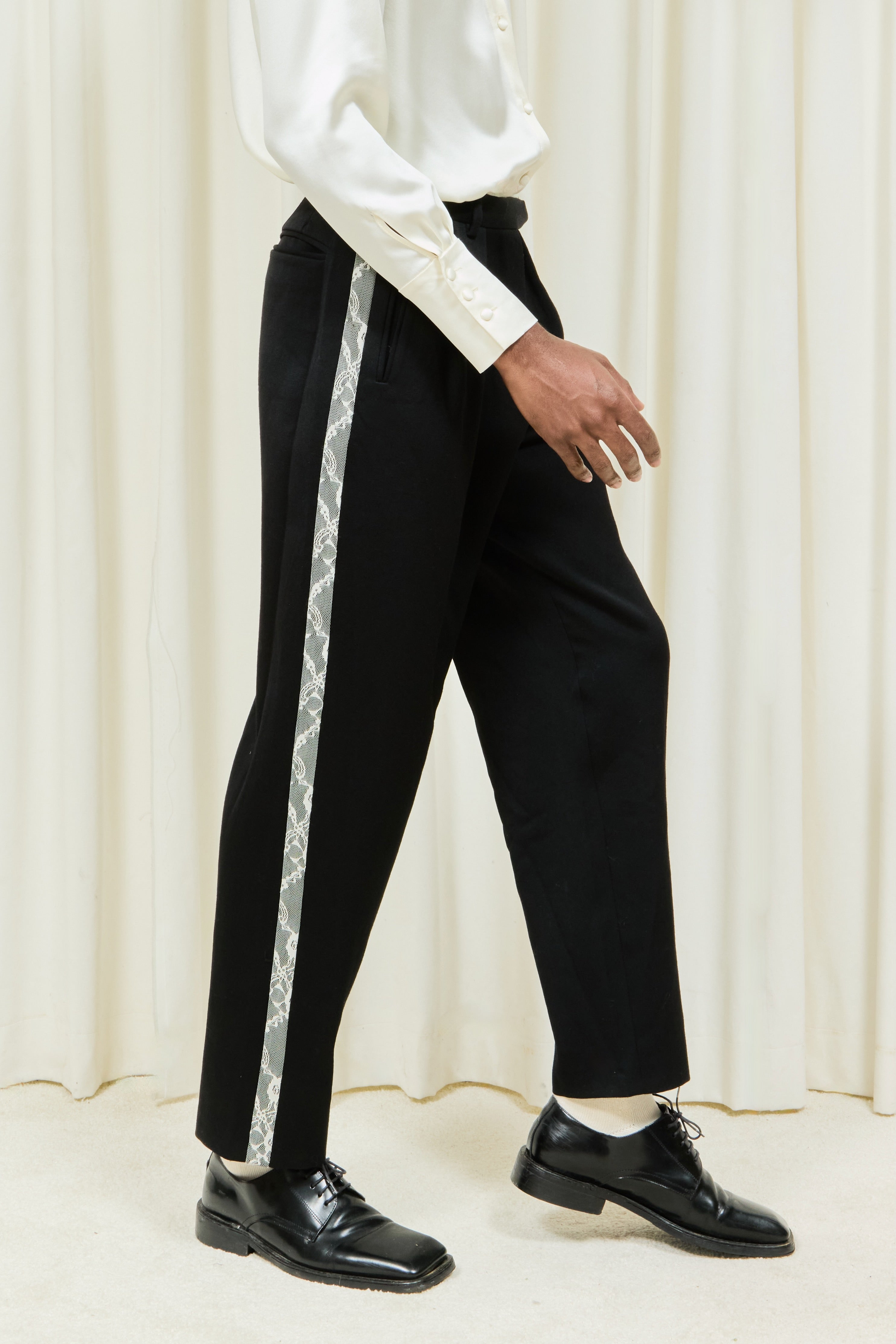 Benedictine Lace Stripe Pleated Trouser