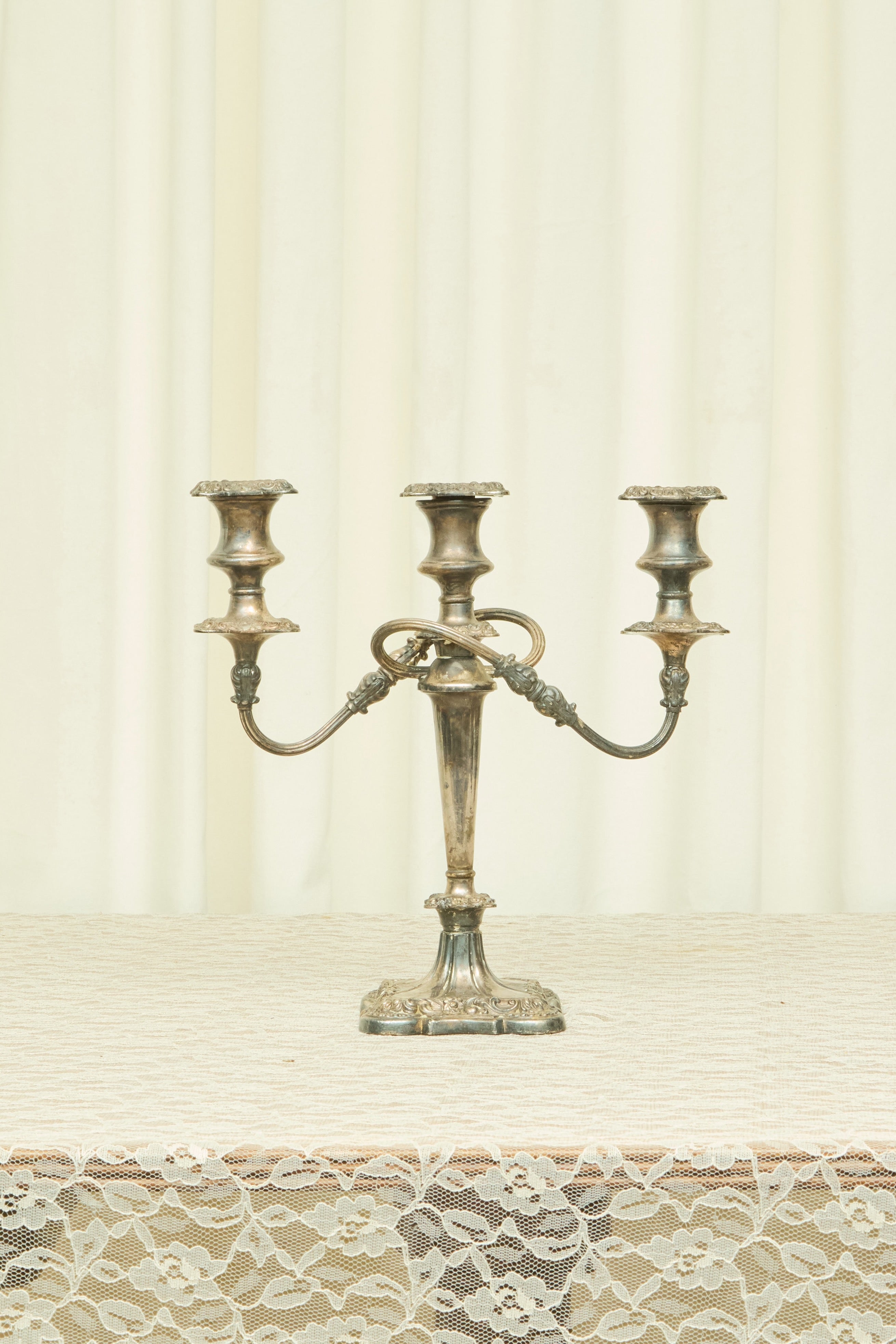 Vintage 3 Arm Silver Candelabra Set/2