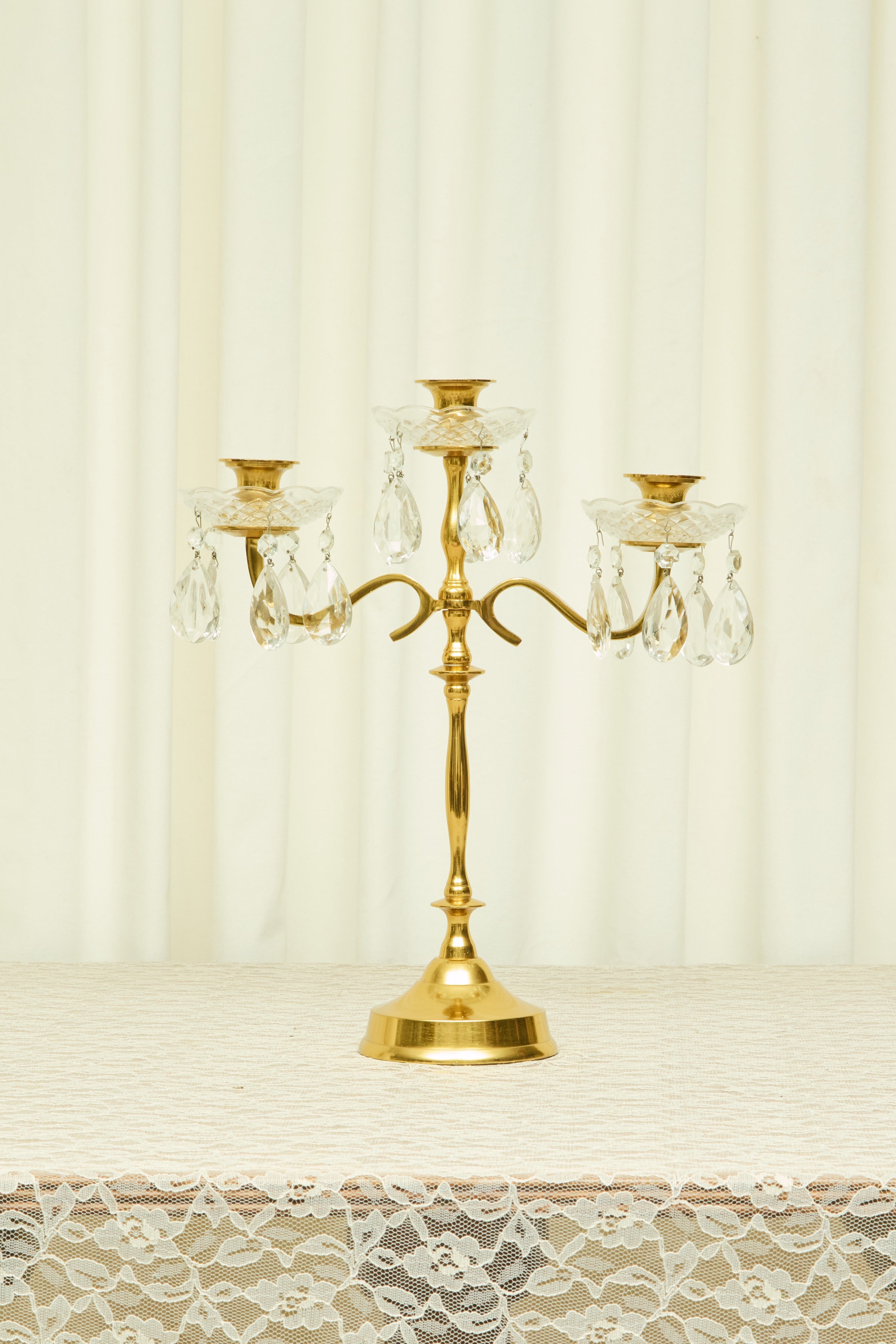 Vintage Brass/Crystal Candelabra
