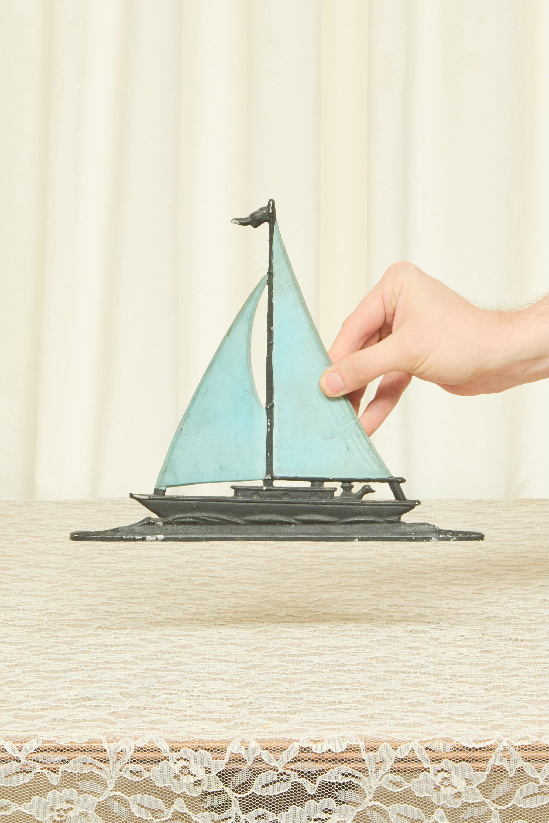 Vintage Cast Iron Sailboat Wall Hanging