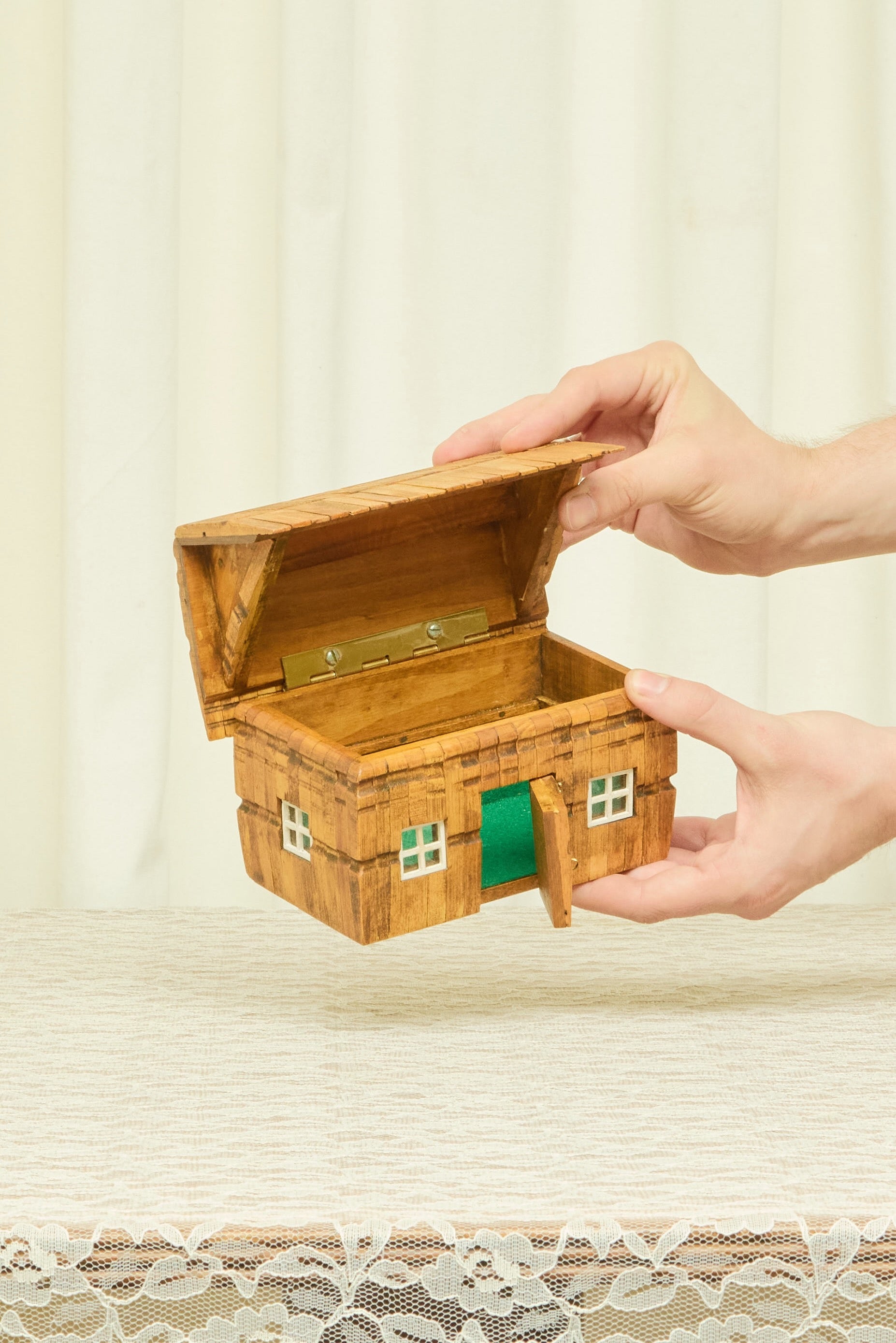 Vintage Clothespin House Trinket Box