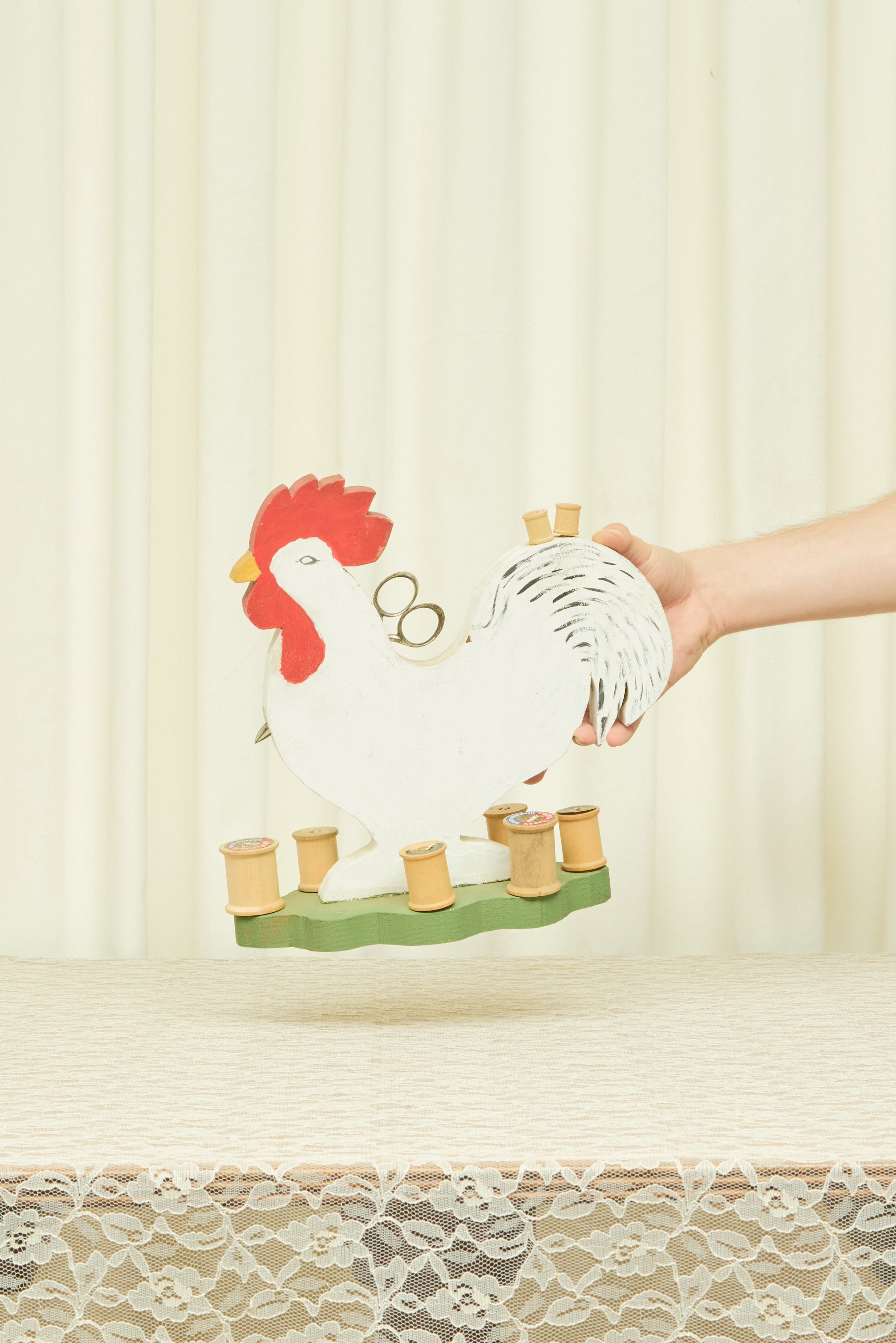 Vintage Cock Sewing Supply Holder