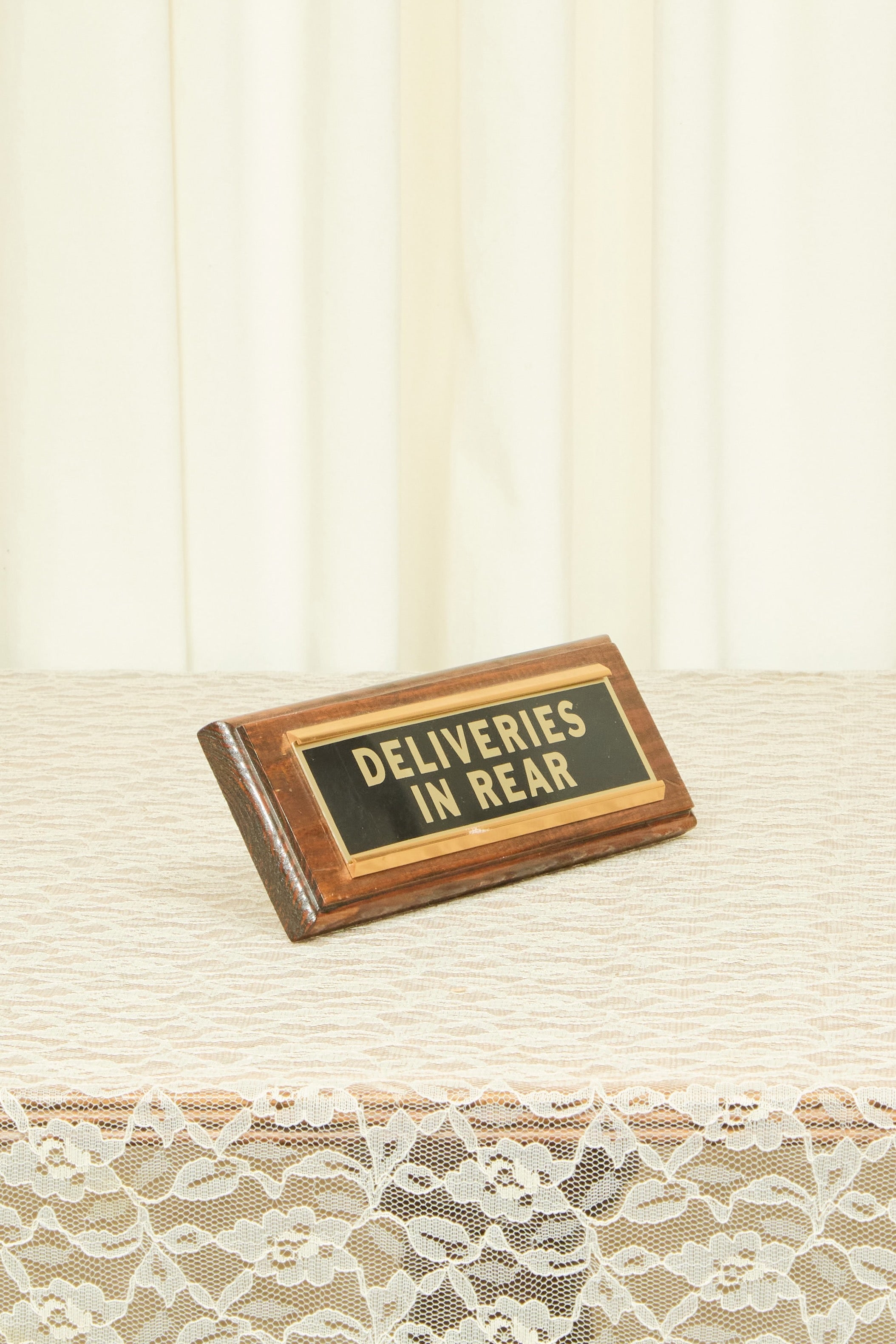 Vintage "Deliveries in Rear" Sign