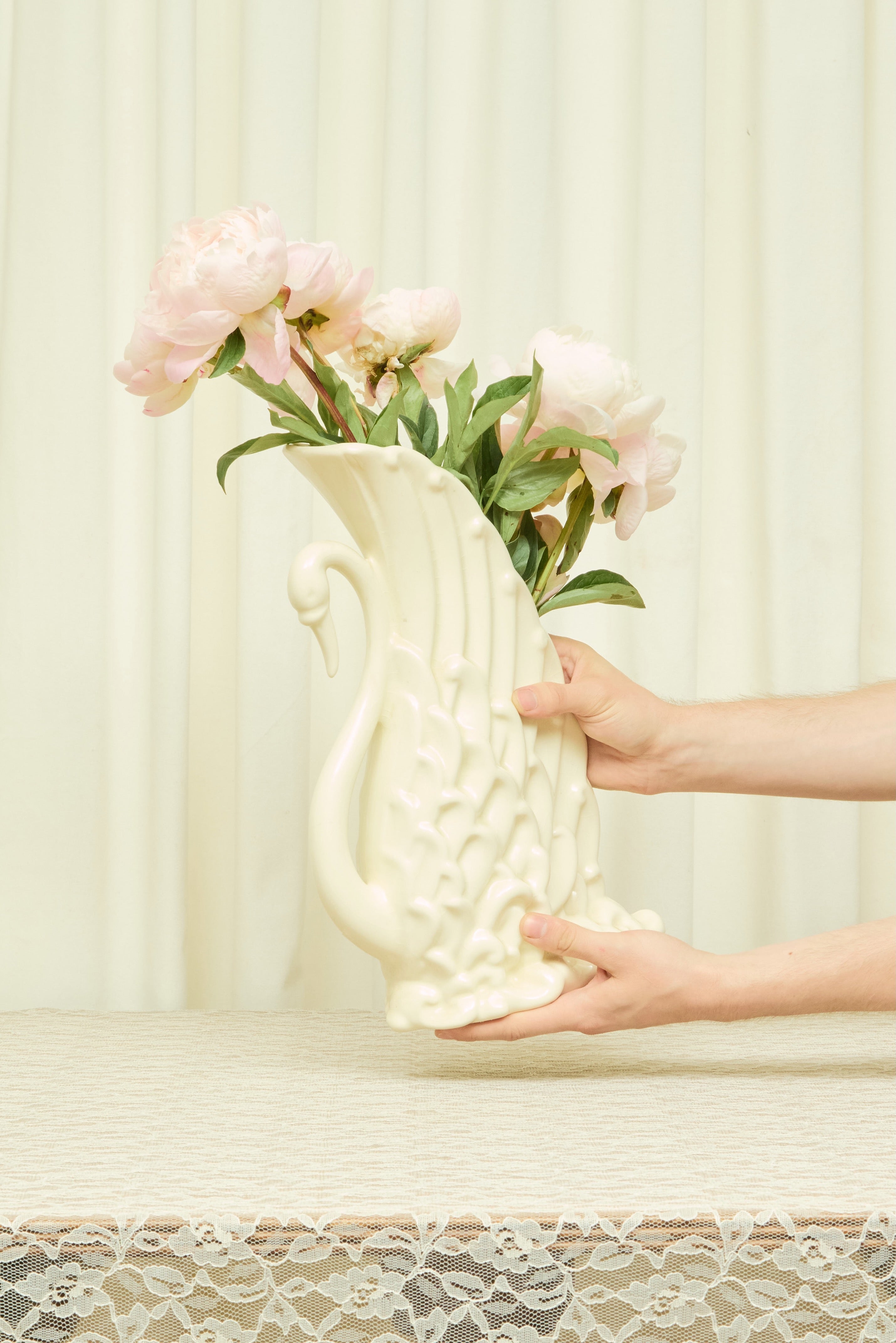 Vintage Dramatic Swan Vase