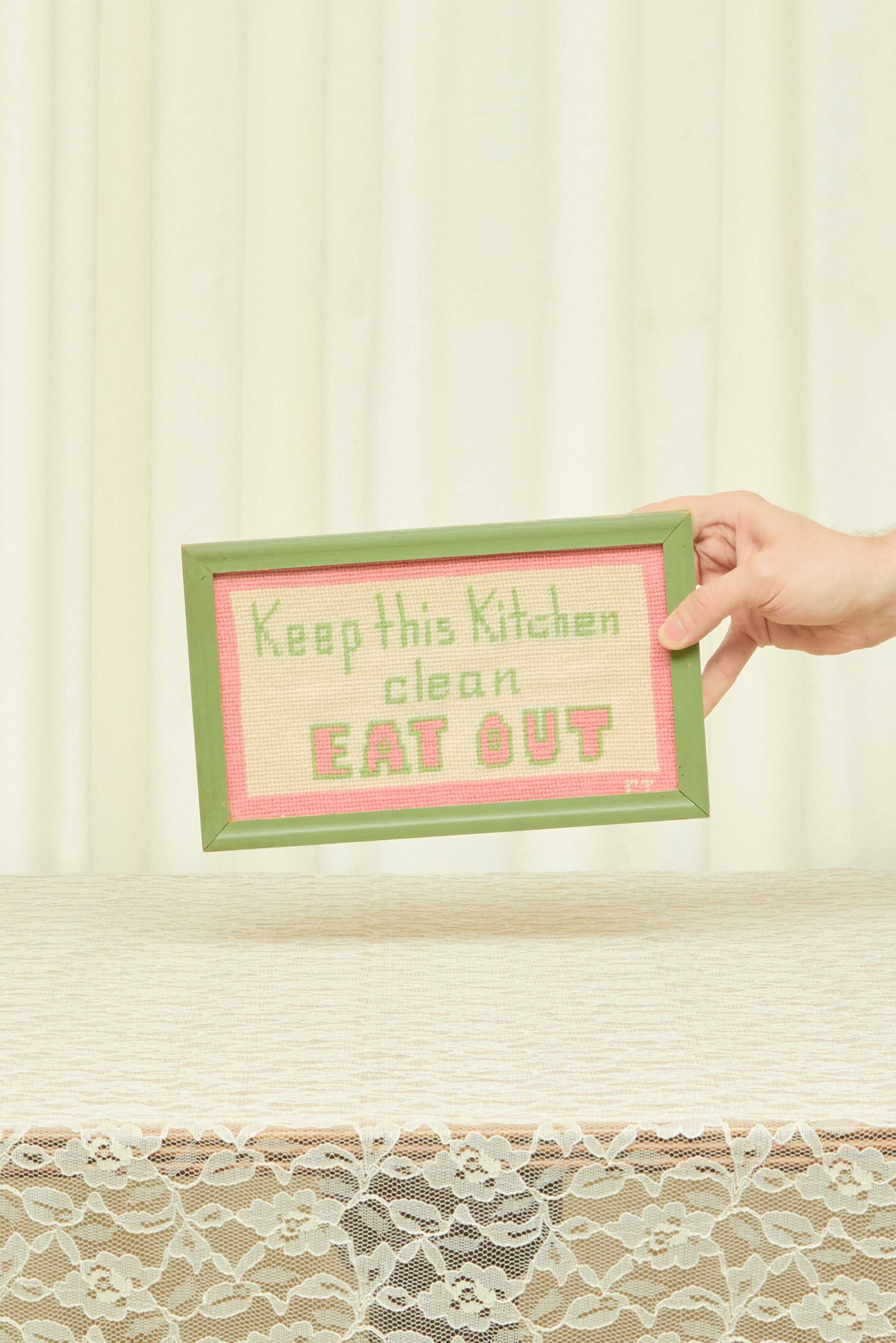 Vintage "Eat Out" Needlepoint