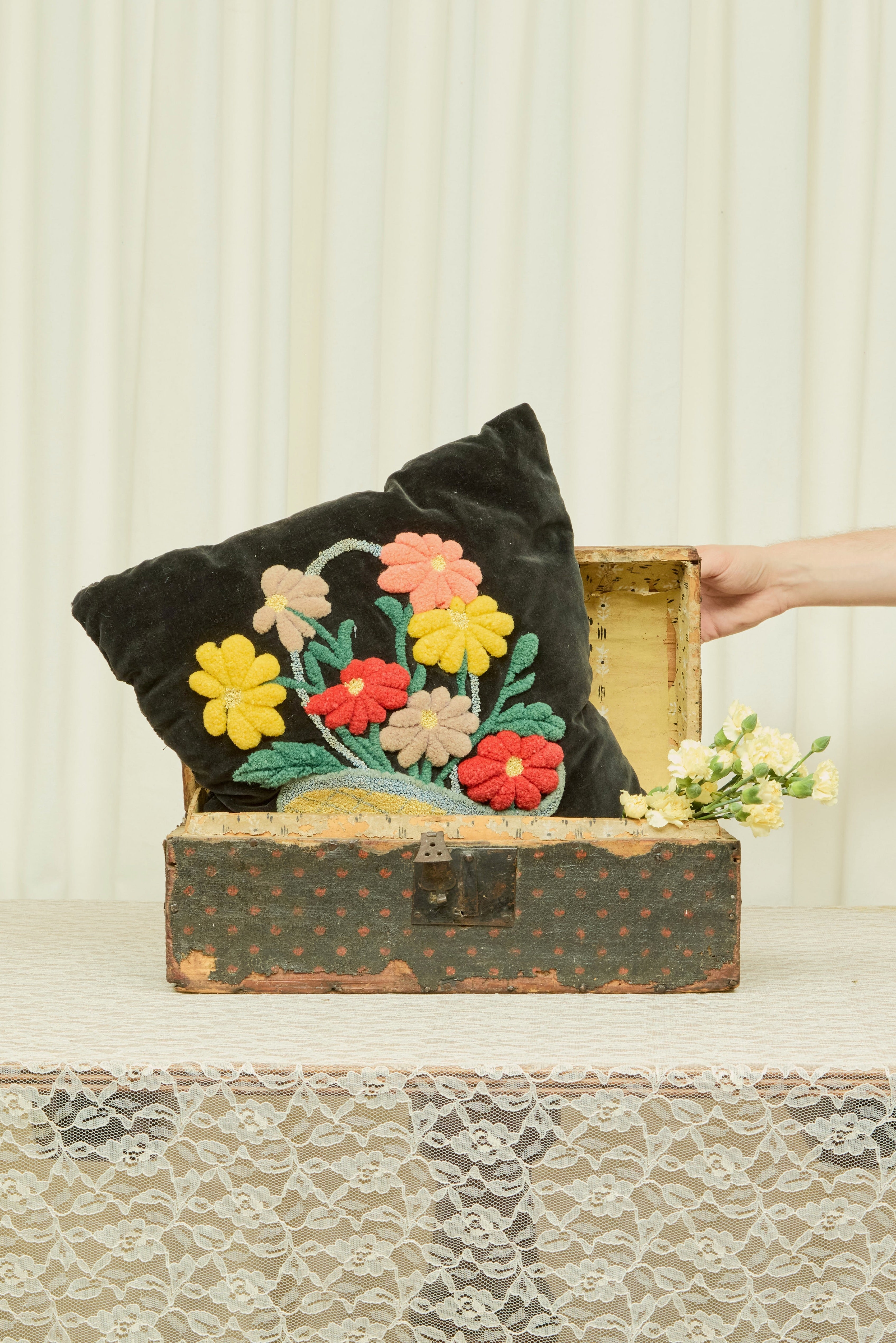 Vintage Floral Velvet Pillow