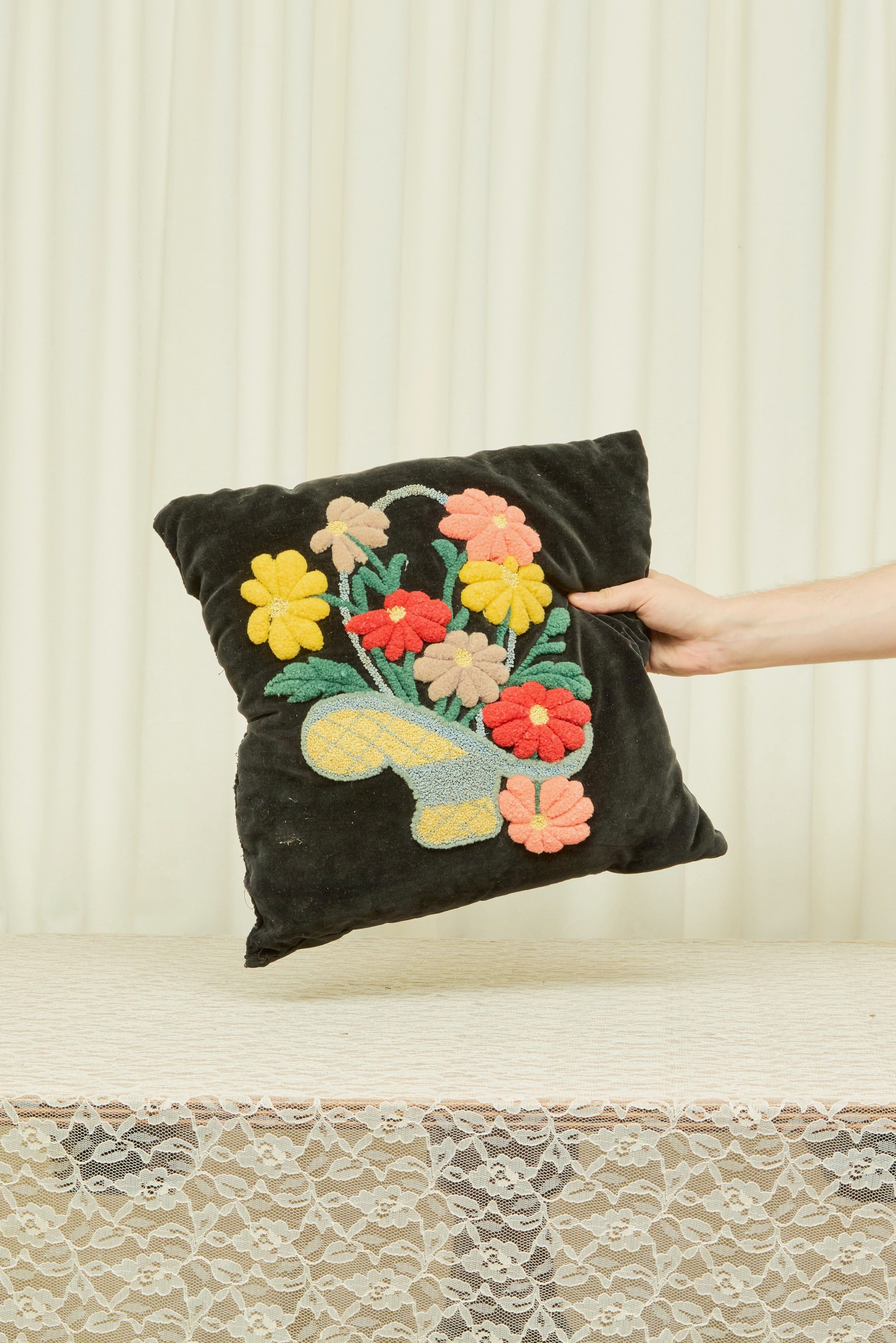 Vintage Floral Velvet Pillow