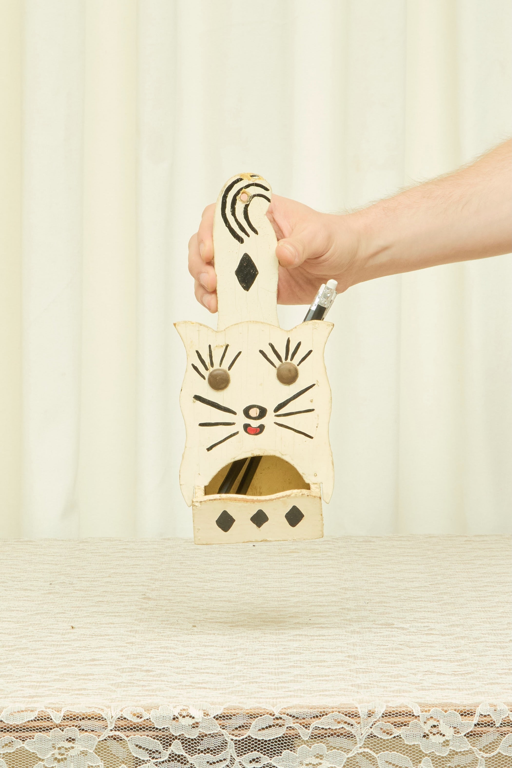 Vintage Folk Art Cat Wall Box