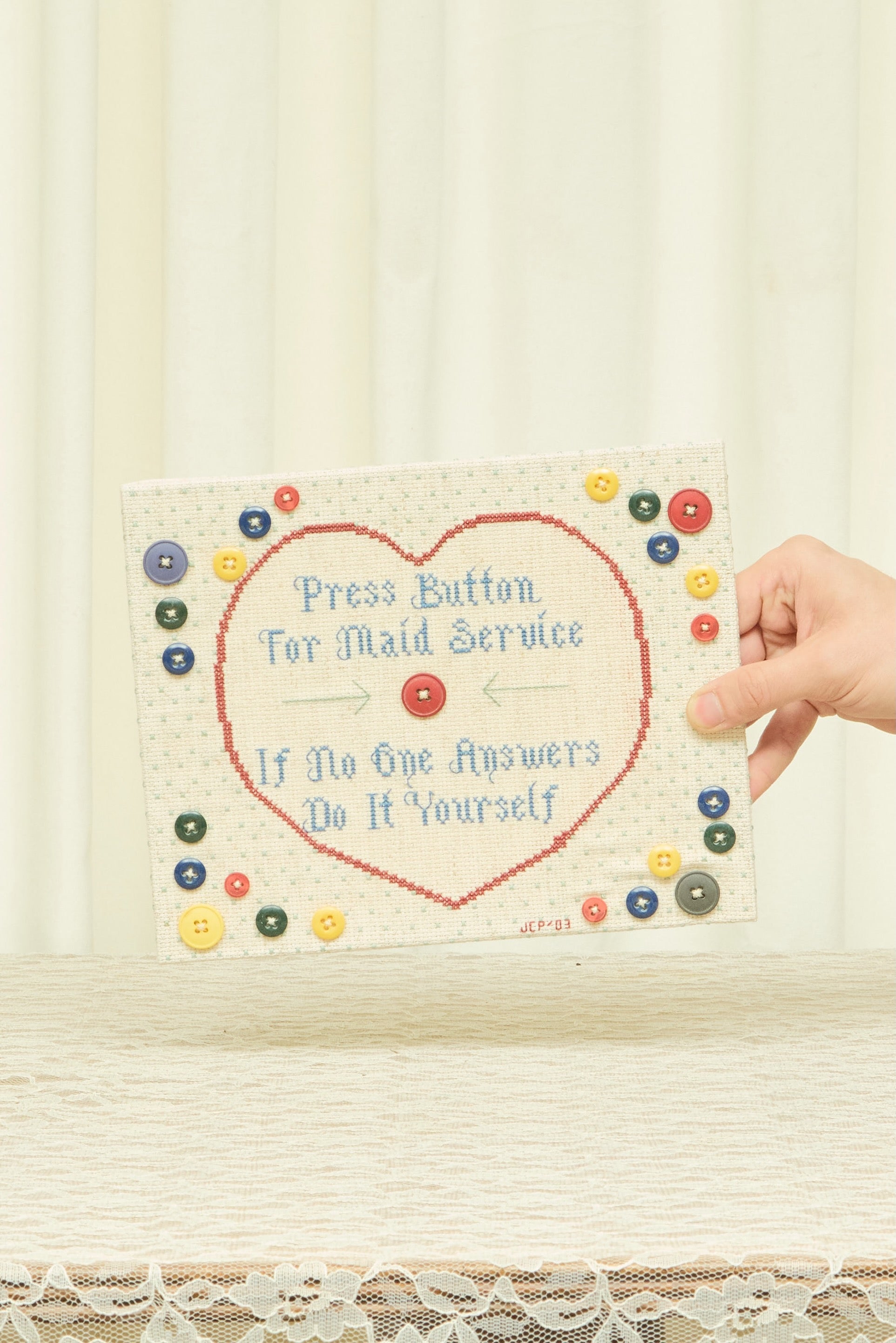 Vintage "Maid Service" Needlepoint Sign