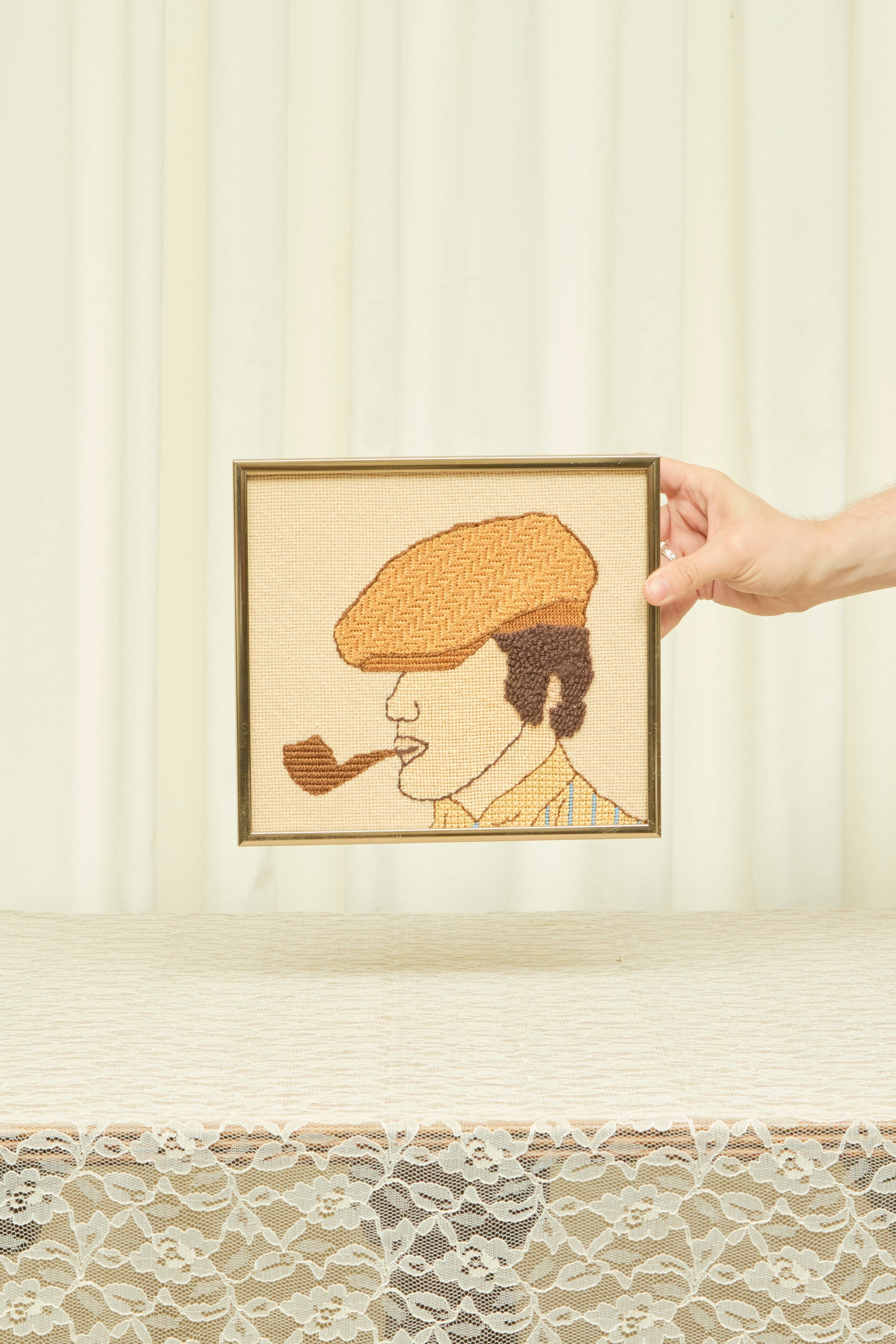 Vintage Man & Woman Needlepoint Set/2