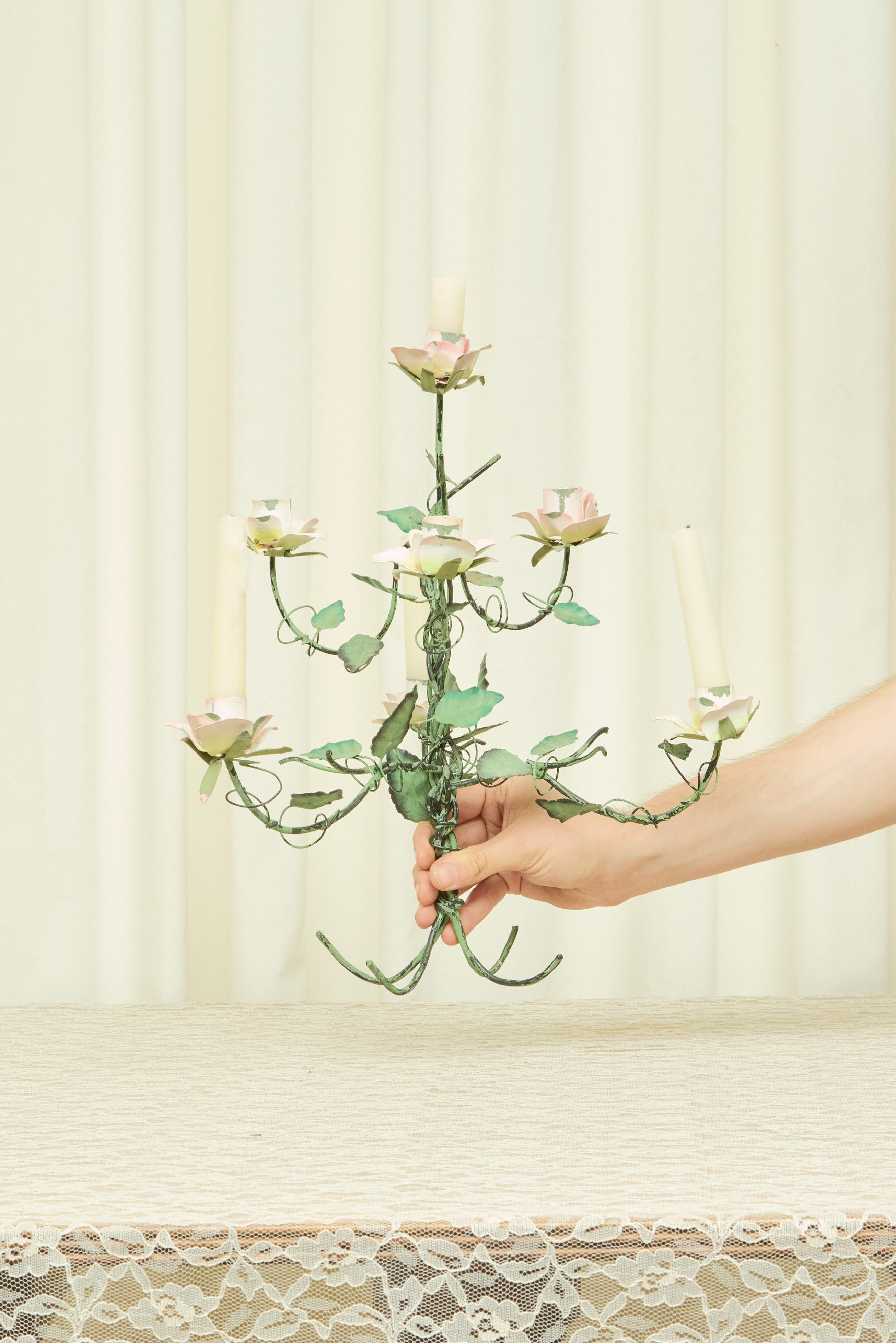 Vintage Metal Flower Candelabra
