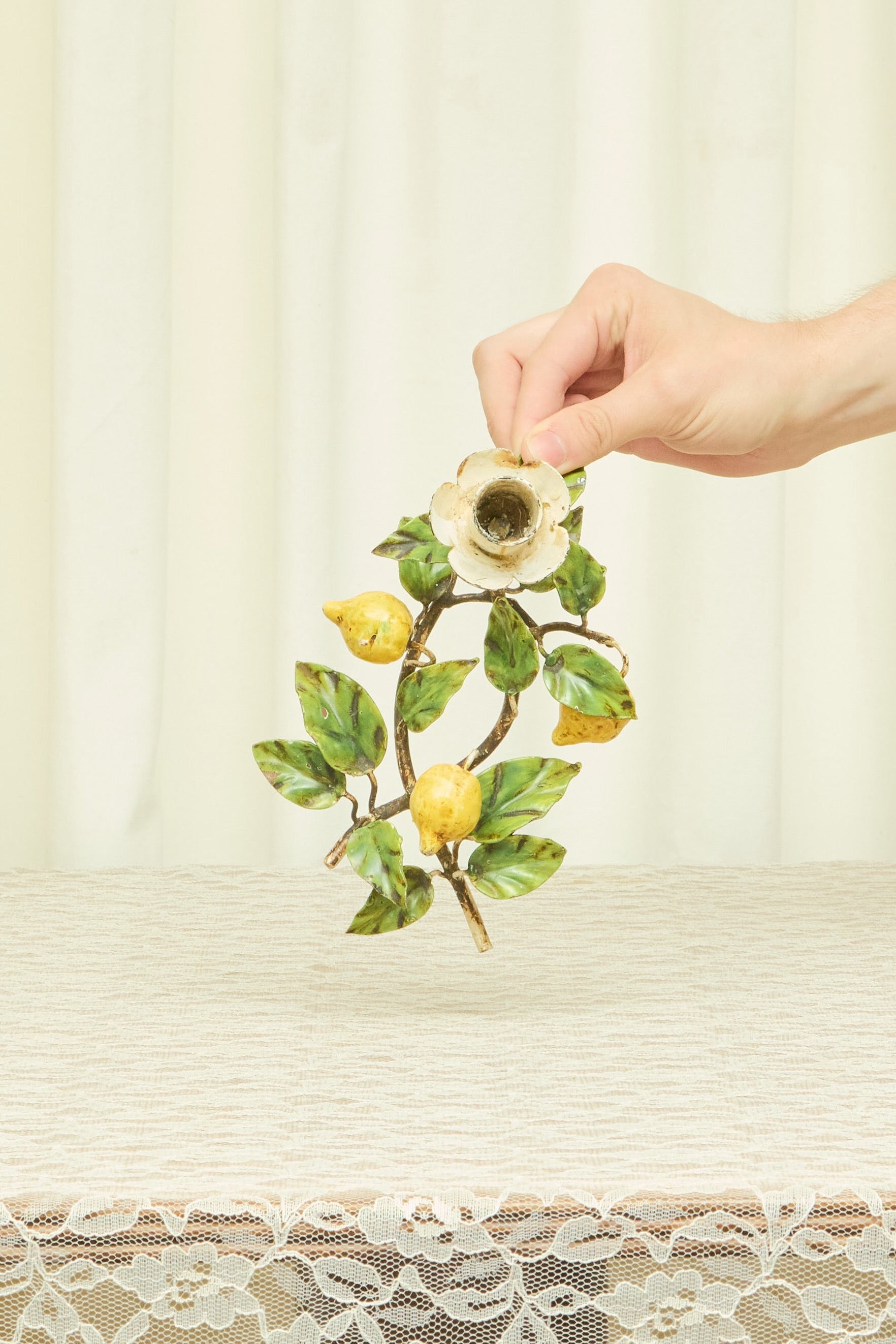 Vintage Metal Lemon Candle Holder