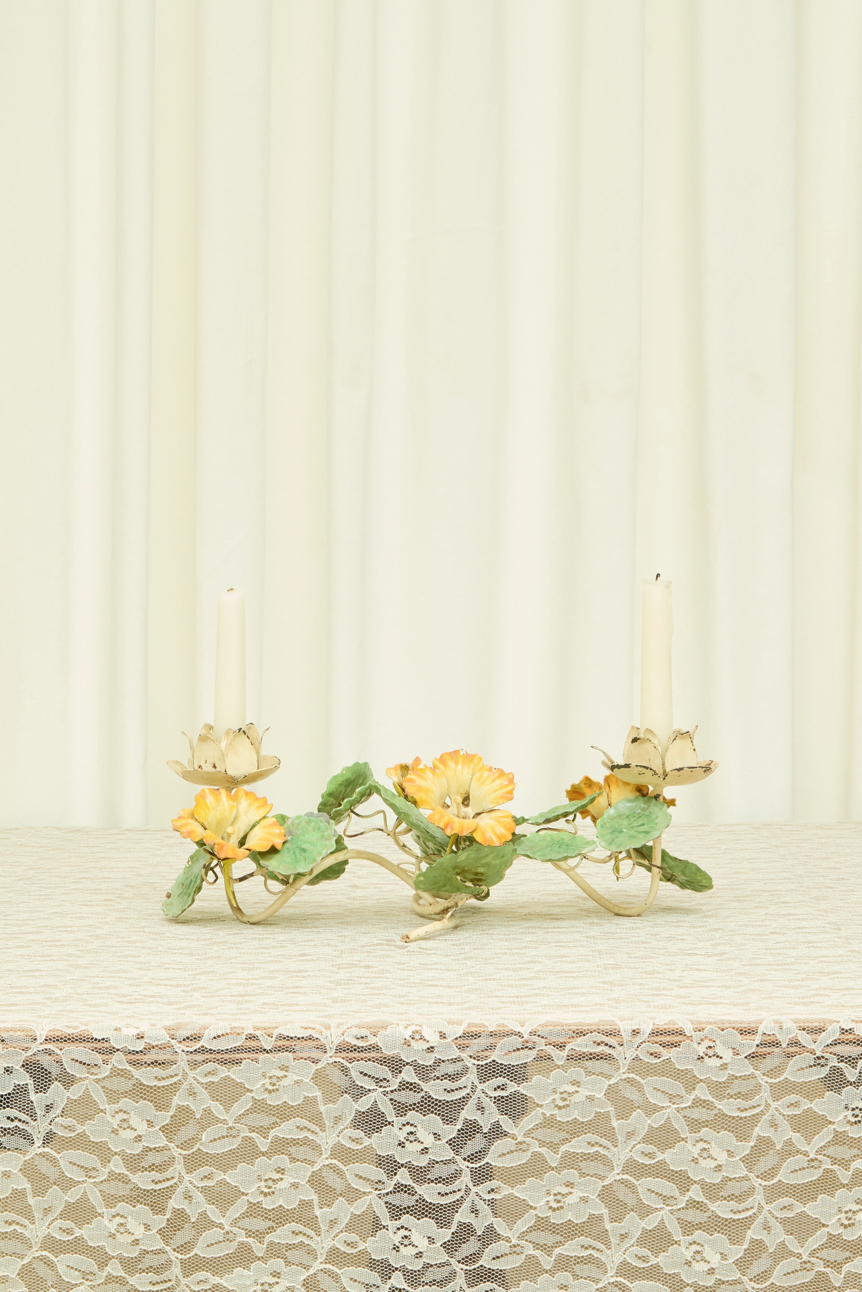 Vintage Metal Nasturtium Candle Holder