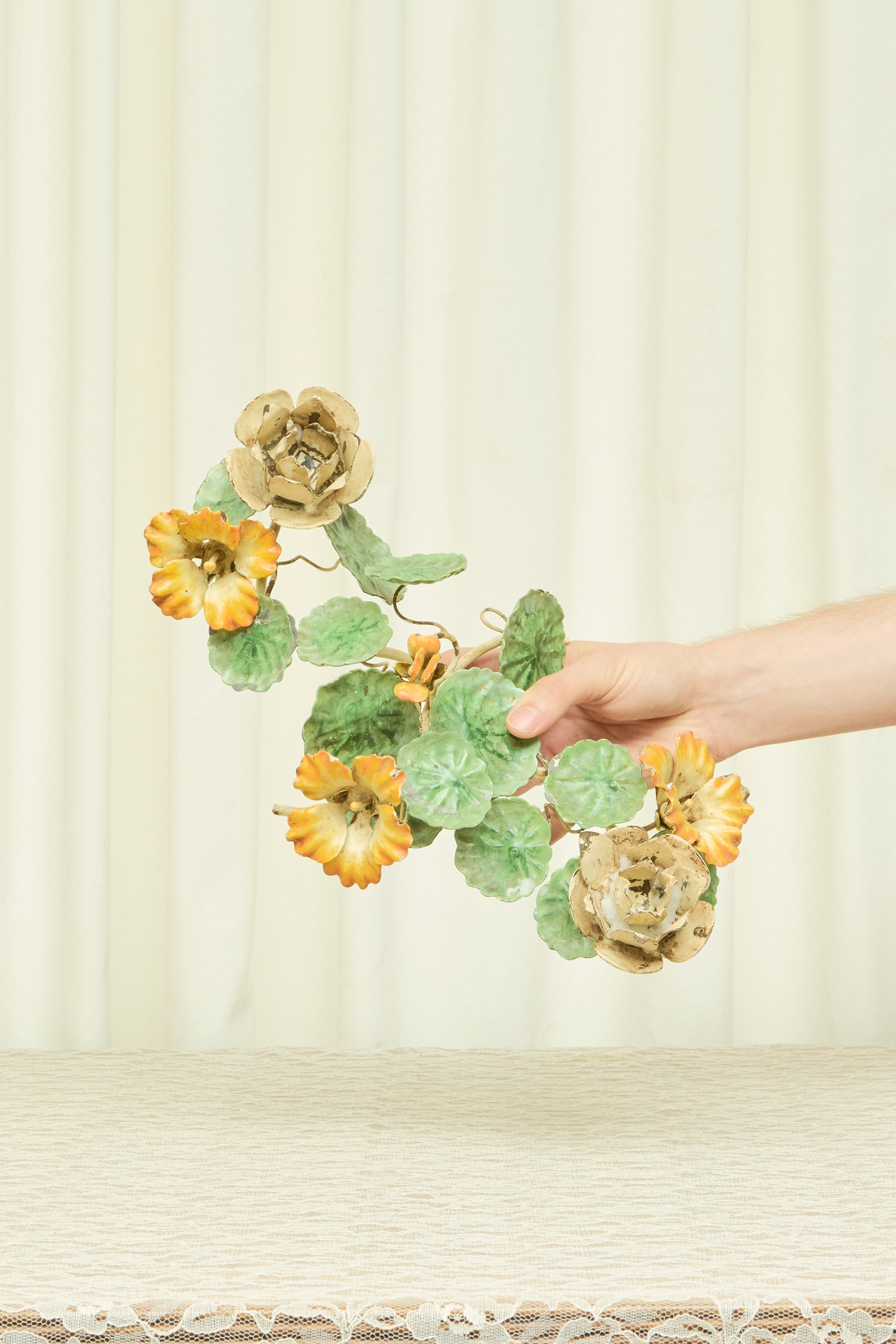 Vintage Metal Nasturtium Candle Holder