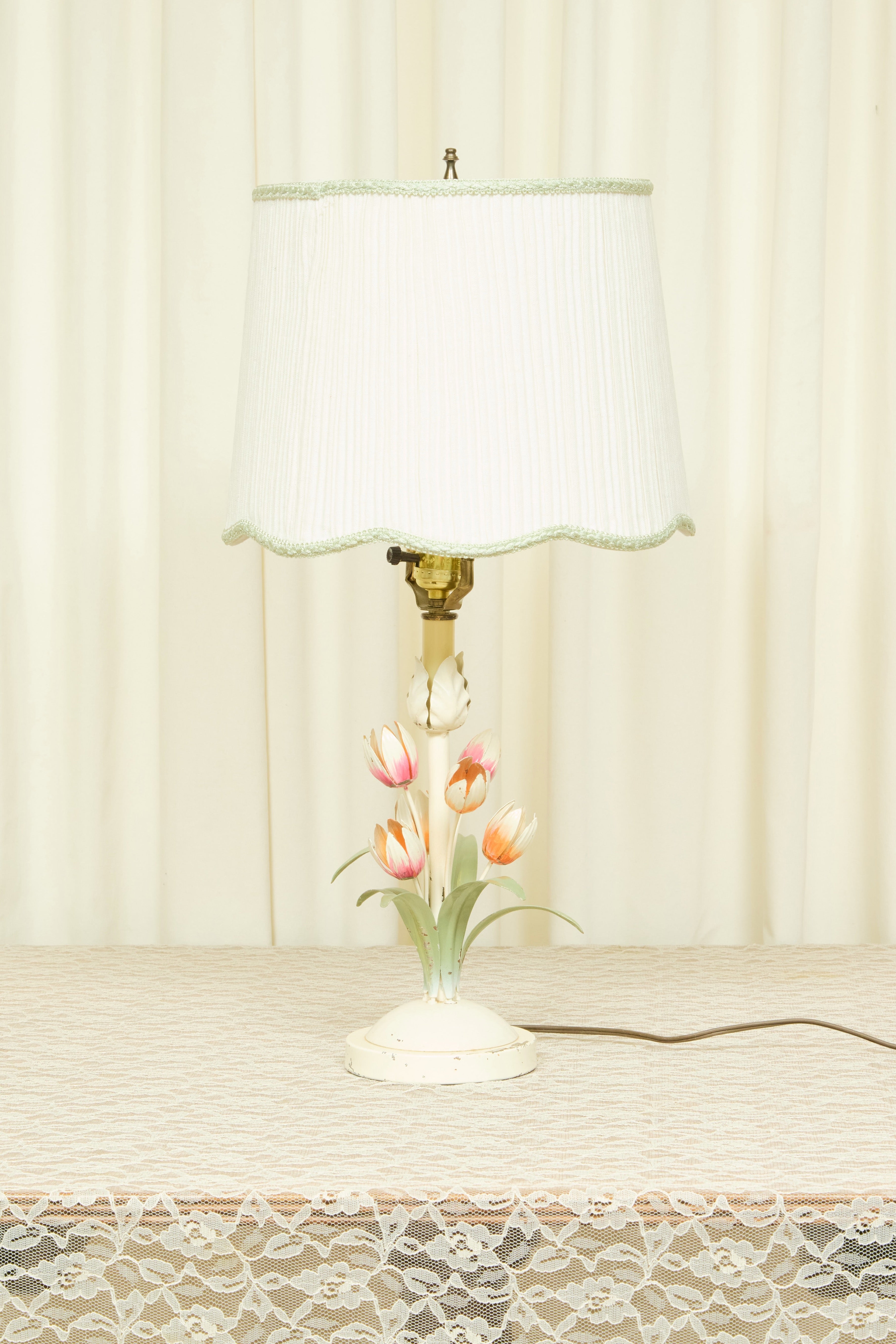 Vintage Metal Tulip Lamp w/ Shade