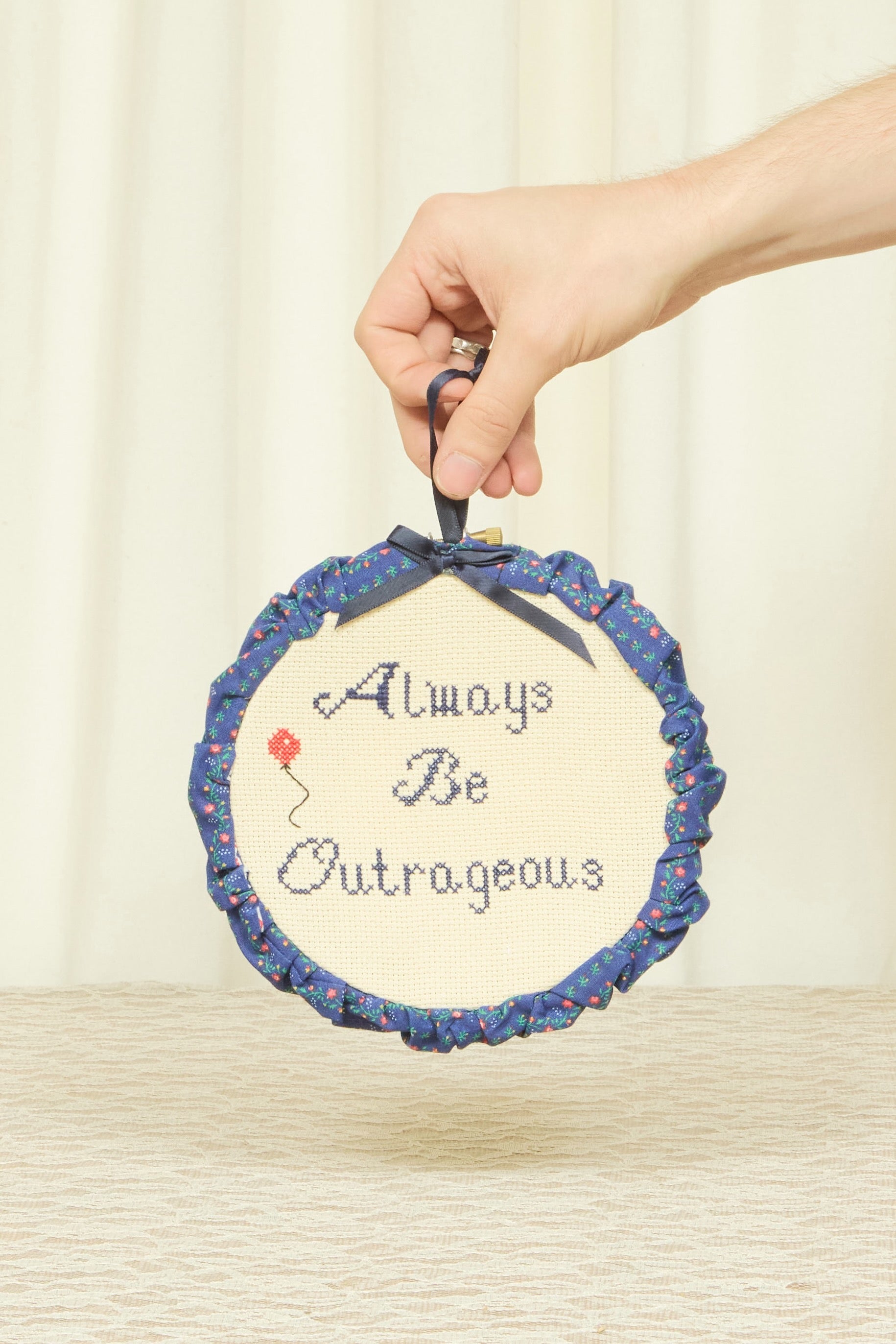 Vintage "Outrageous" Embroidered Hoop
