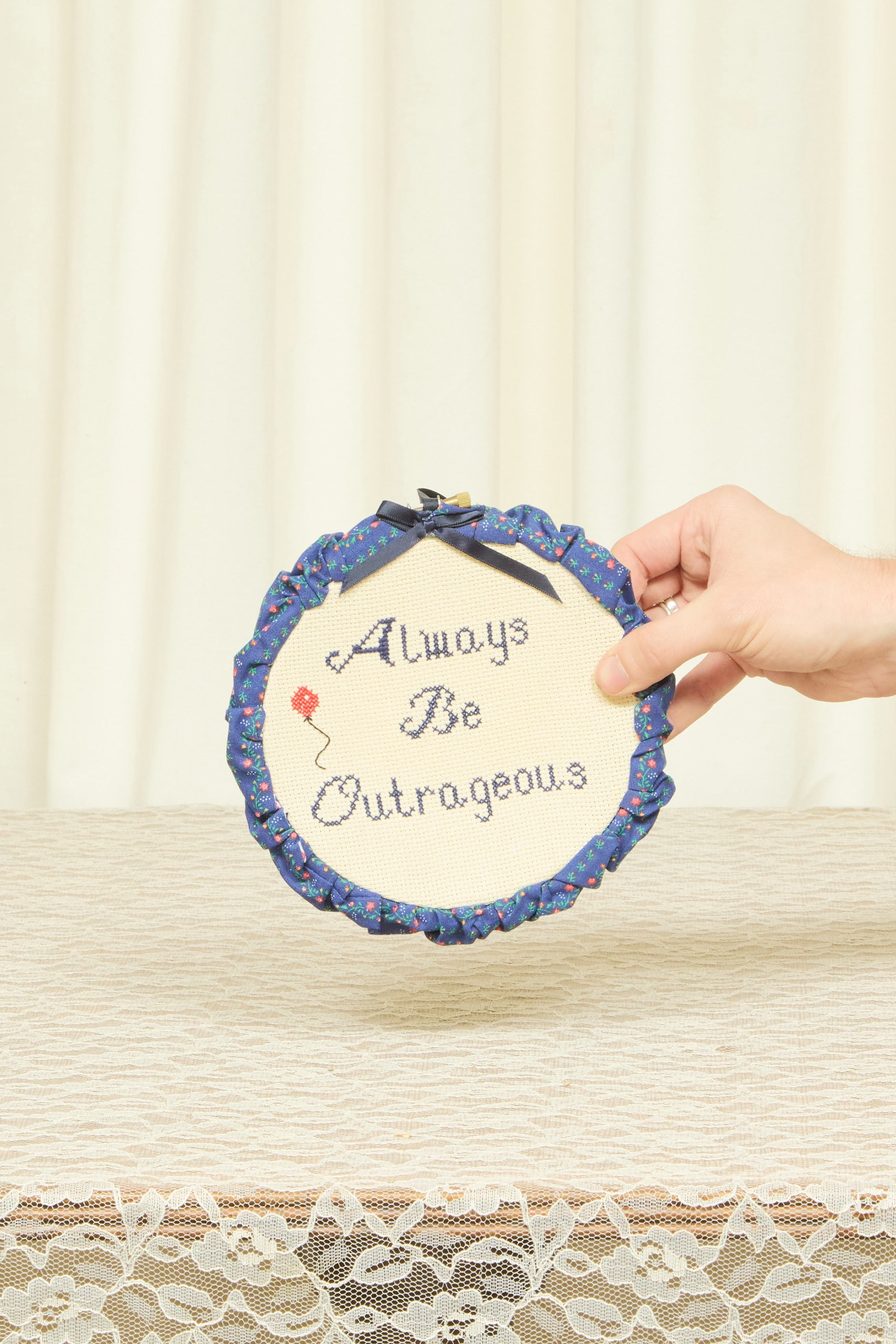Vintage "Outrageous" Embroidered Hoop