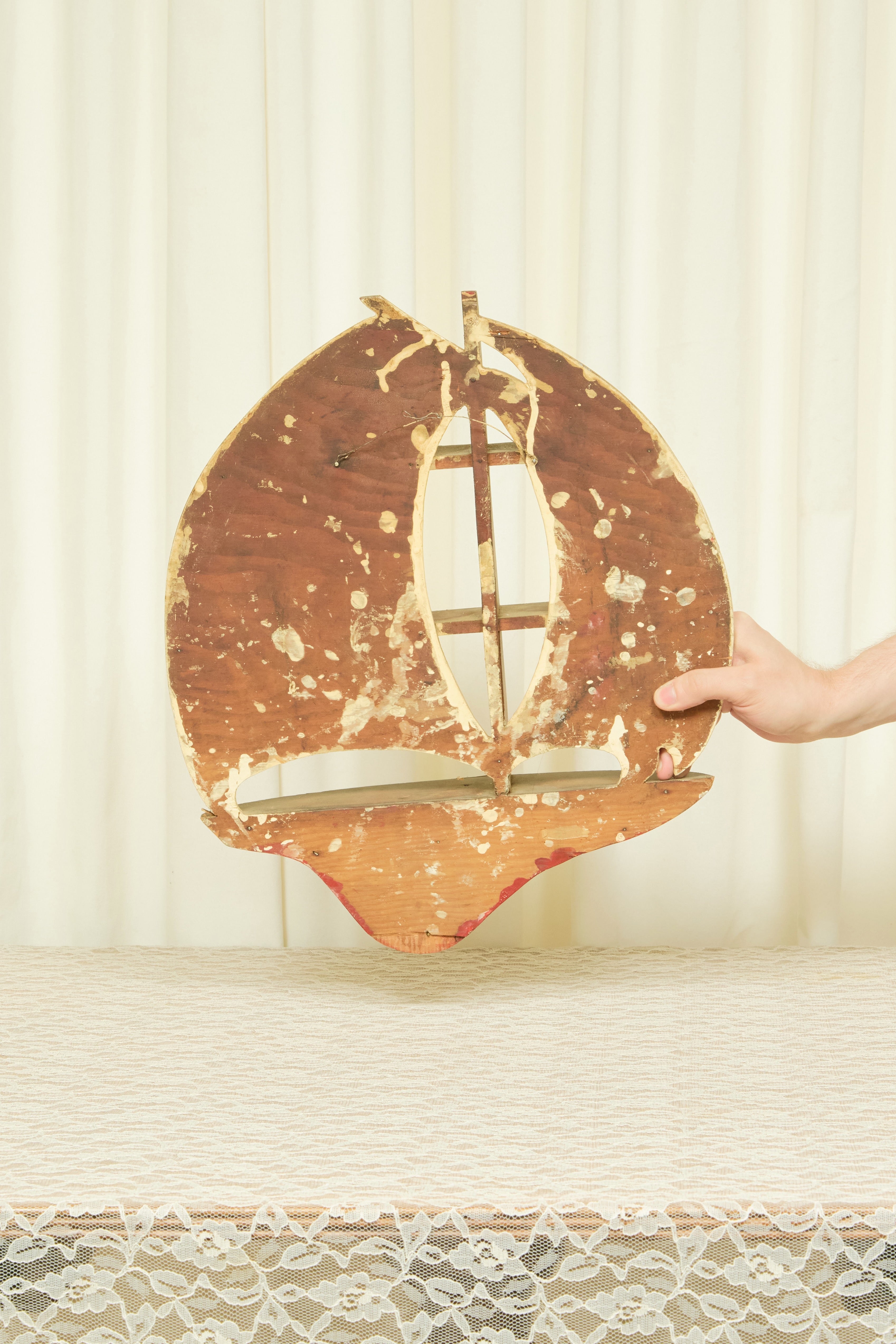 Vintage Sailboat Wooden Shelf