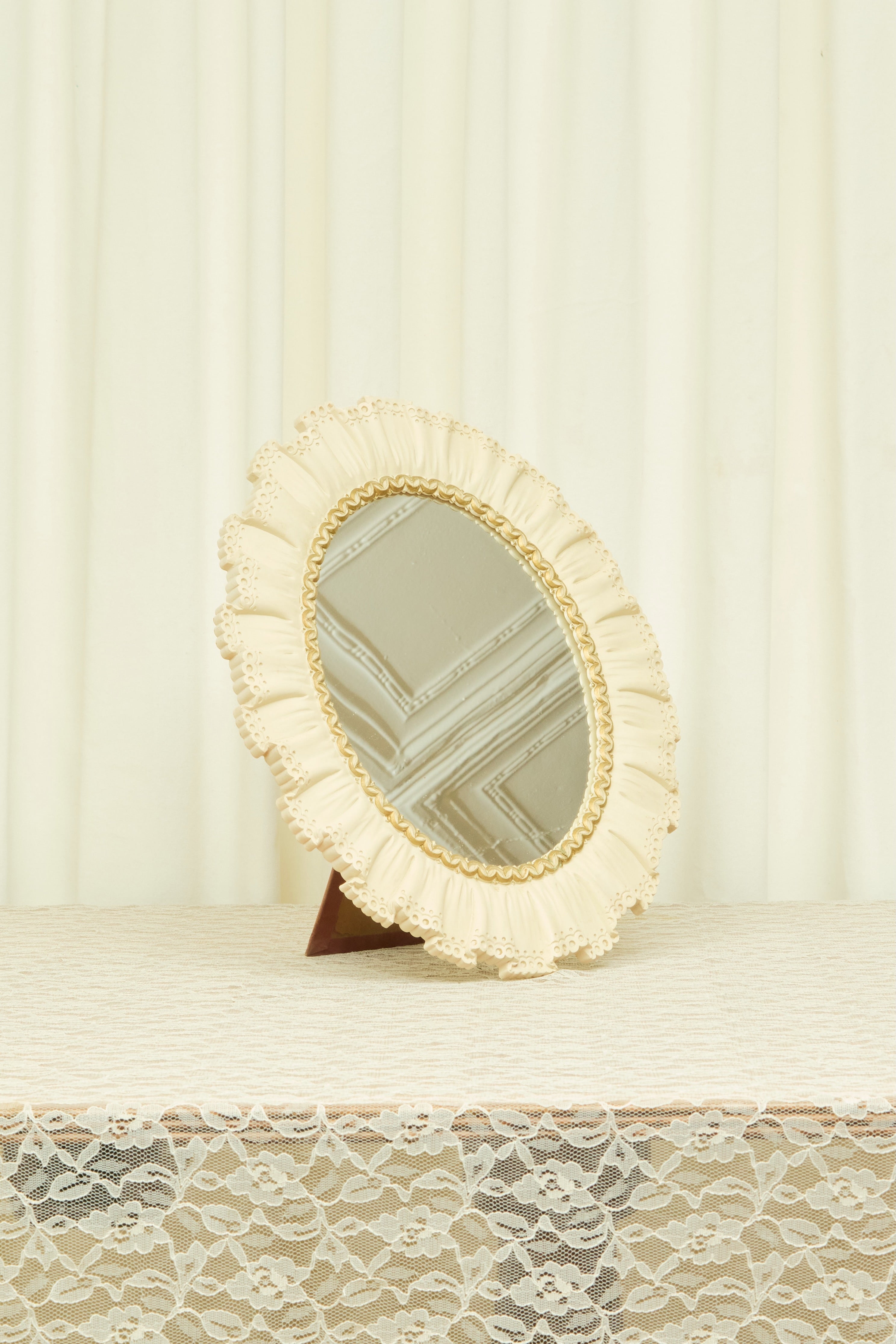 Vintage Trompe L'oiel Ruffle Vanity/Wall Mirror